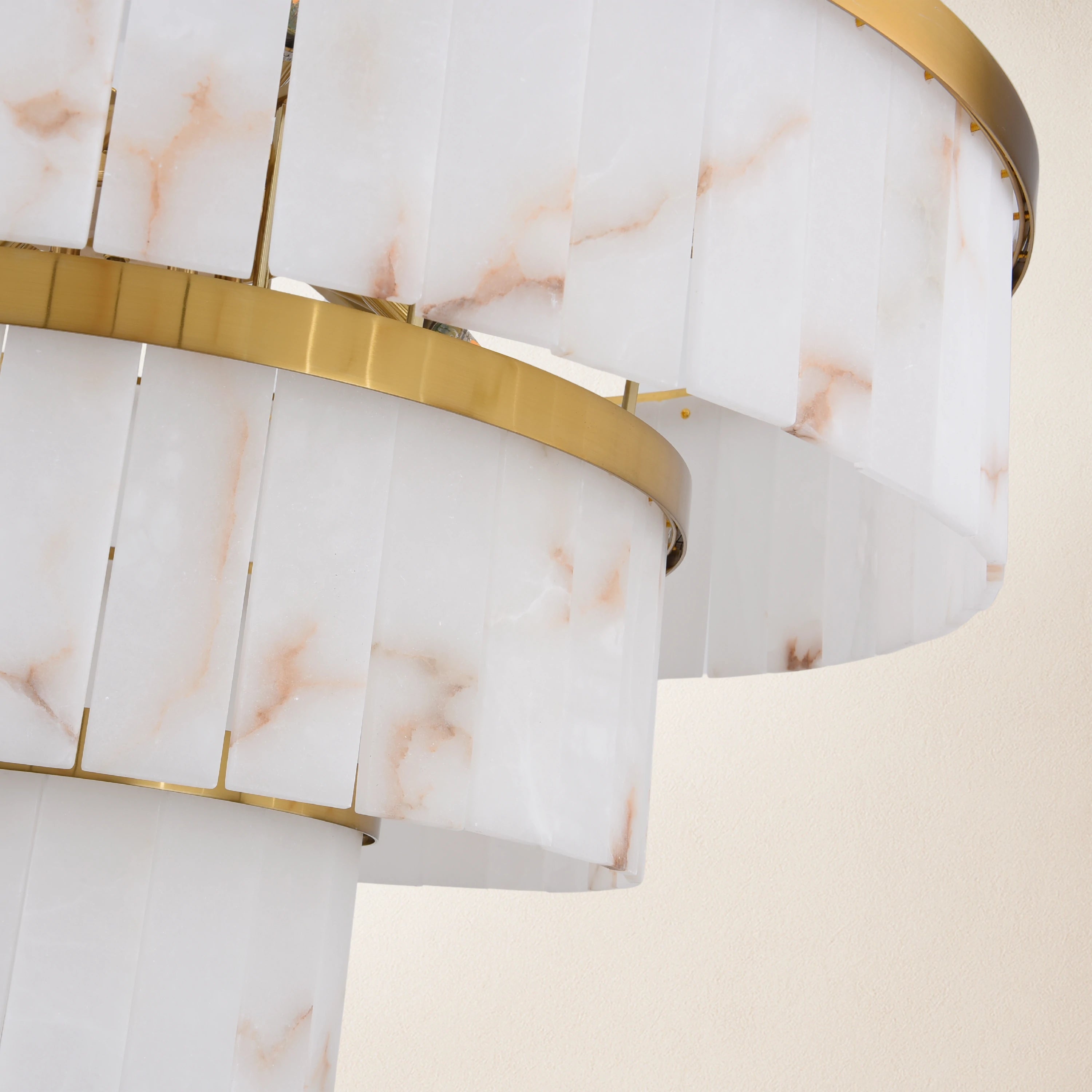 Solmare Alabaster Round Chandelier 34"#Finish_Gold