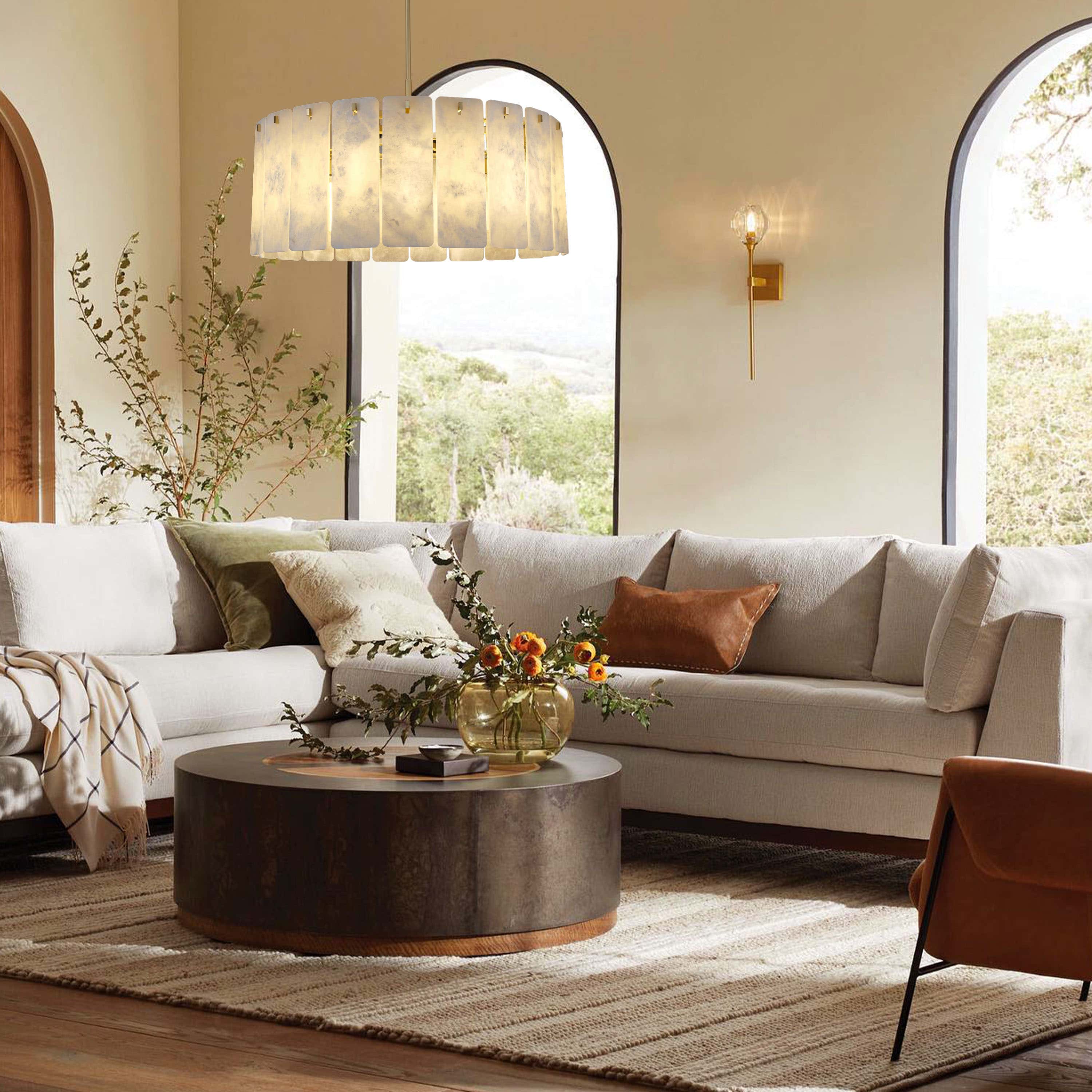 Lunara Alabaster Round Chandelier 36"W