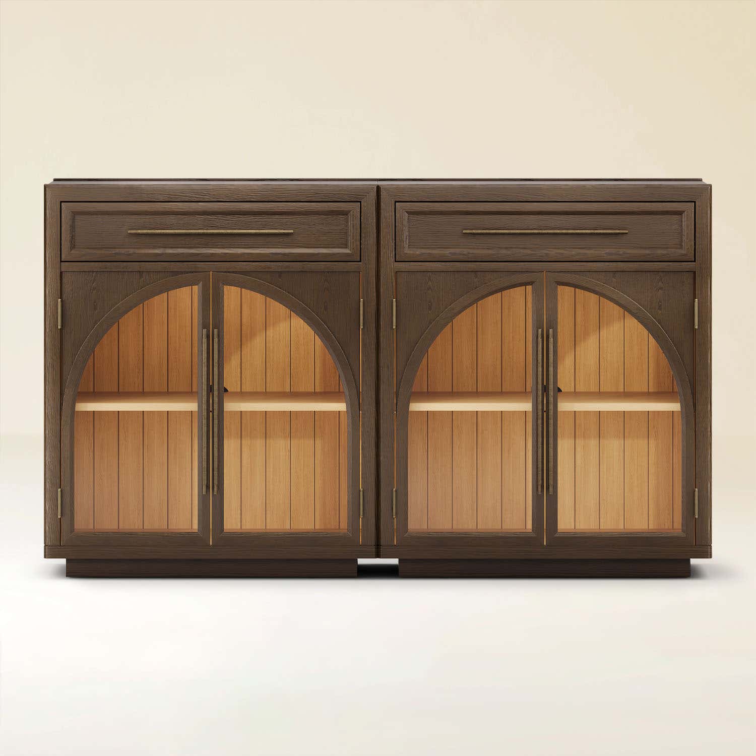 Alvar gewölbtes 64" Sideboard aus Eiche mit Schubladen (2er-Set)