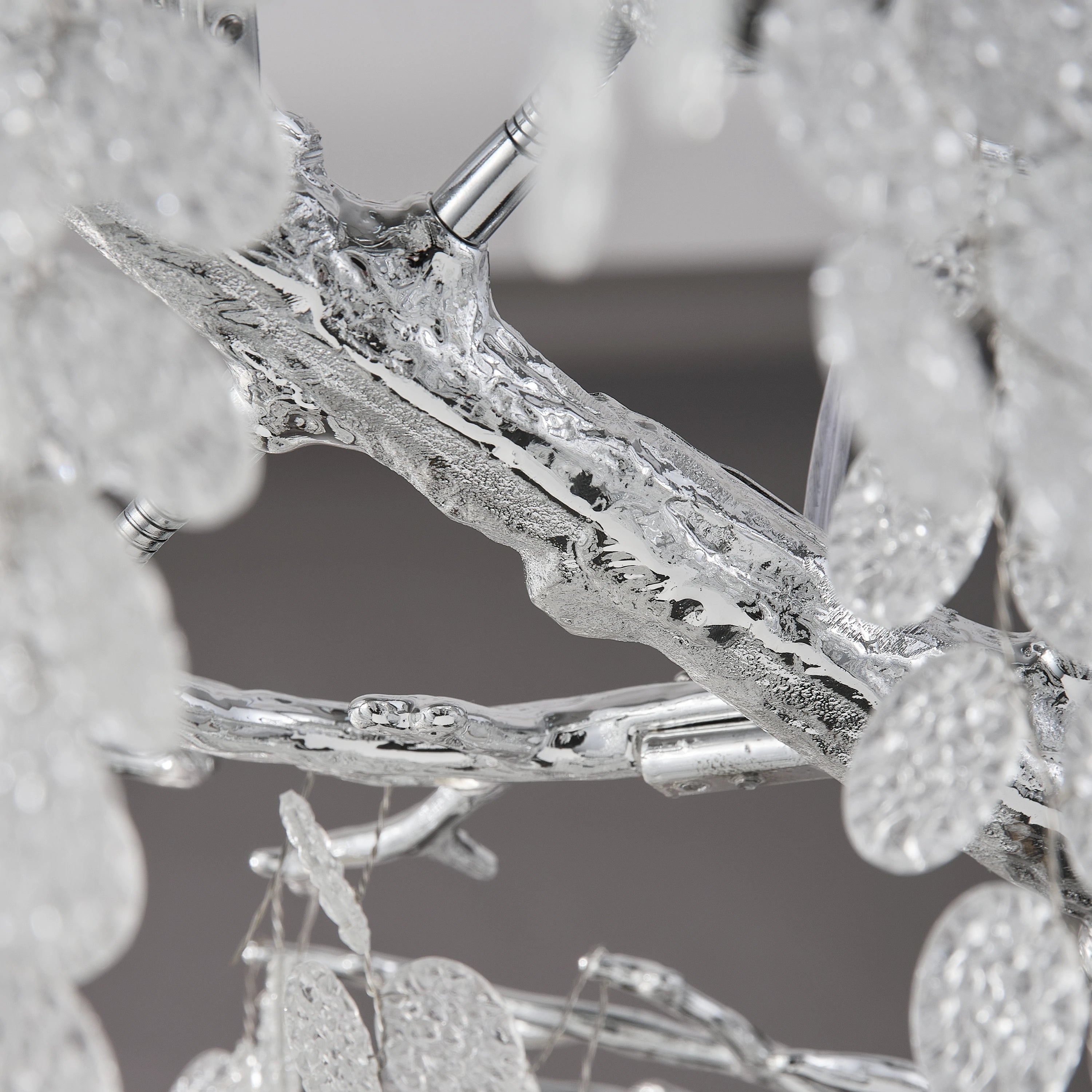 Shiro Noda Crystal Tree Branch Linear Chandelier 72"W#Finish_Silver