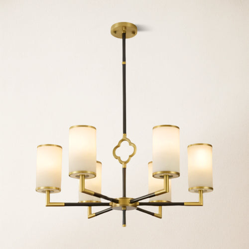 Moral Mehrschichtiger Branda Alabaster-Kronleuchter, rund, 27 Zoll Durchmesser