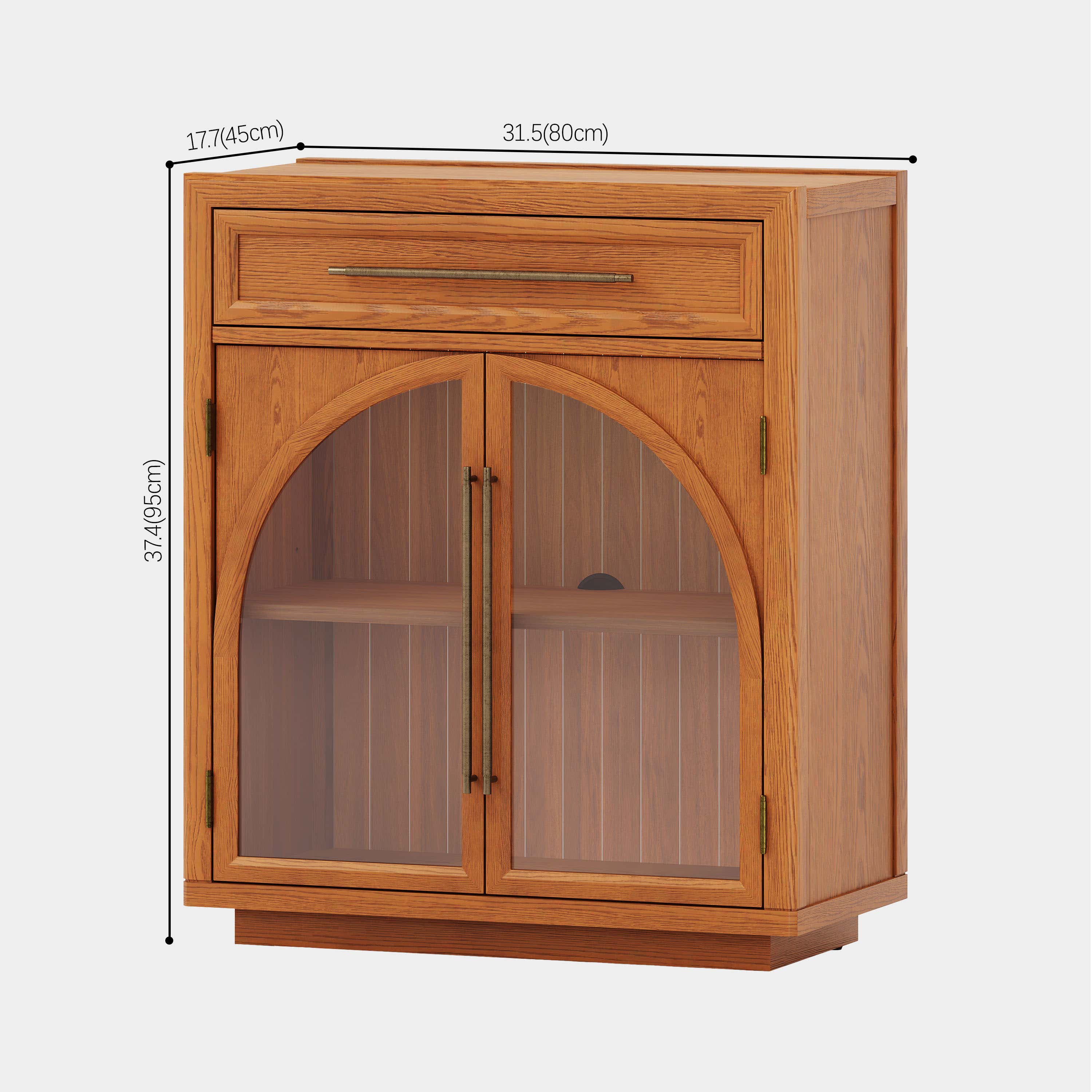 Alvar gewölbter 32-Zoll-Lagerschrank aus Eiche mit Schubladen