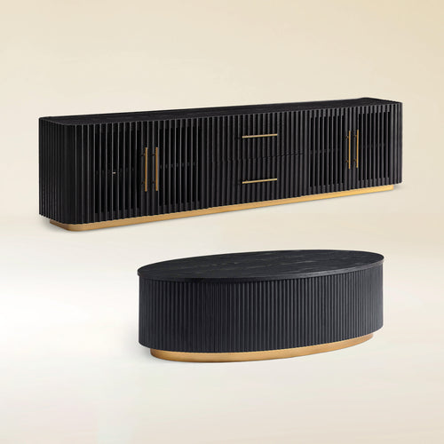 Holton Oak Media Console And Coffee Table Set