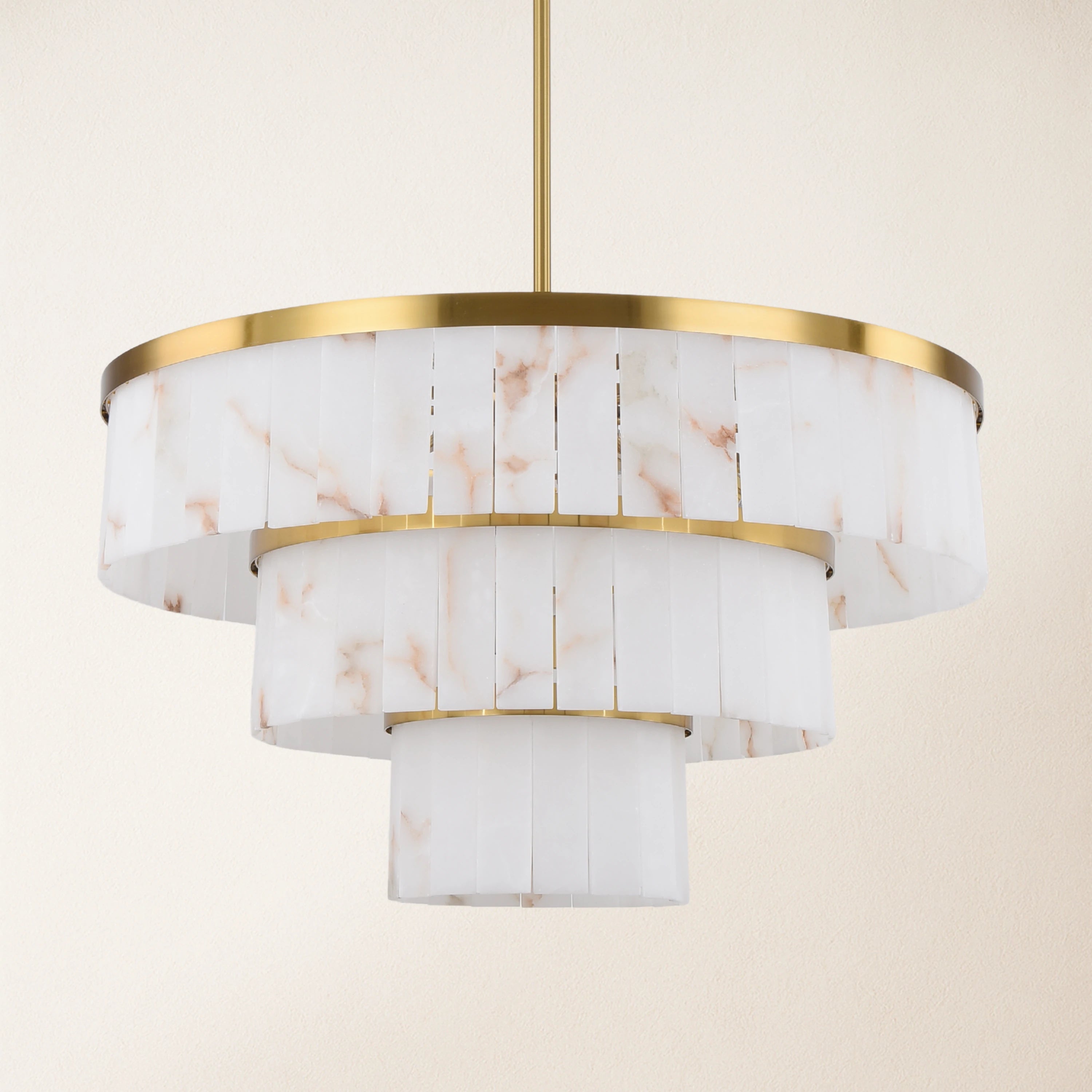 Solmare Alabaster Round Chandelier 34"#Finish_Gold