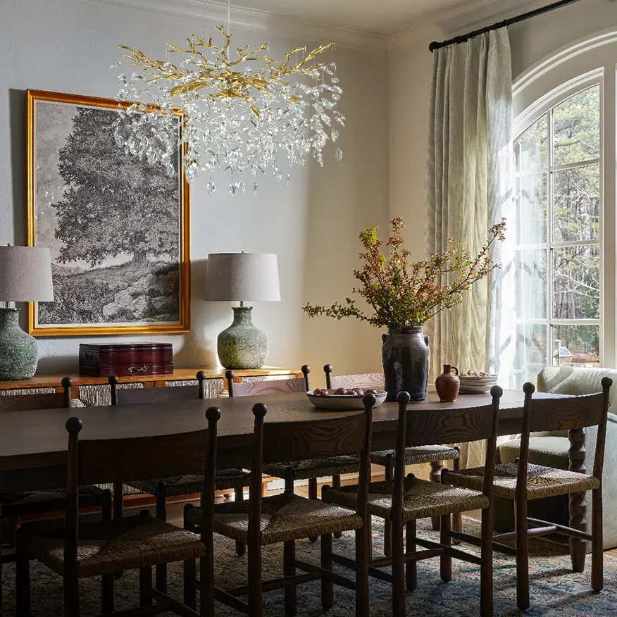 Frostleaf Kristall-Kaskadenzweig-Kronleuchter, rund, 76,2 cm