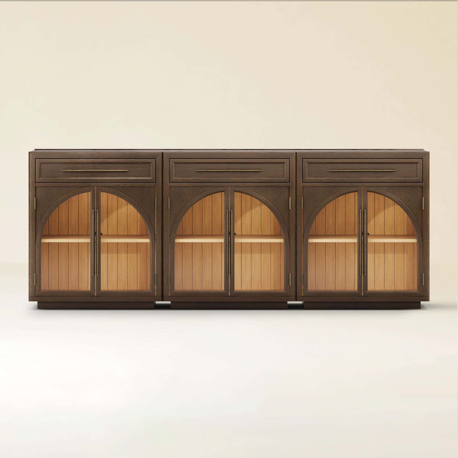 Alvar gewölbtes 96" Sideboard aus Eiche mit Schubladen (3er-Set)