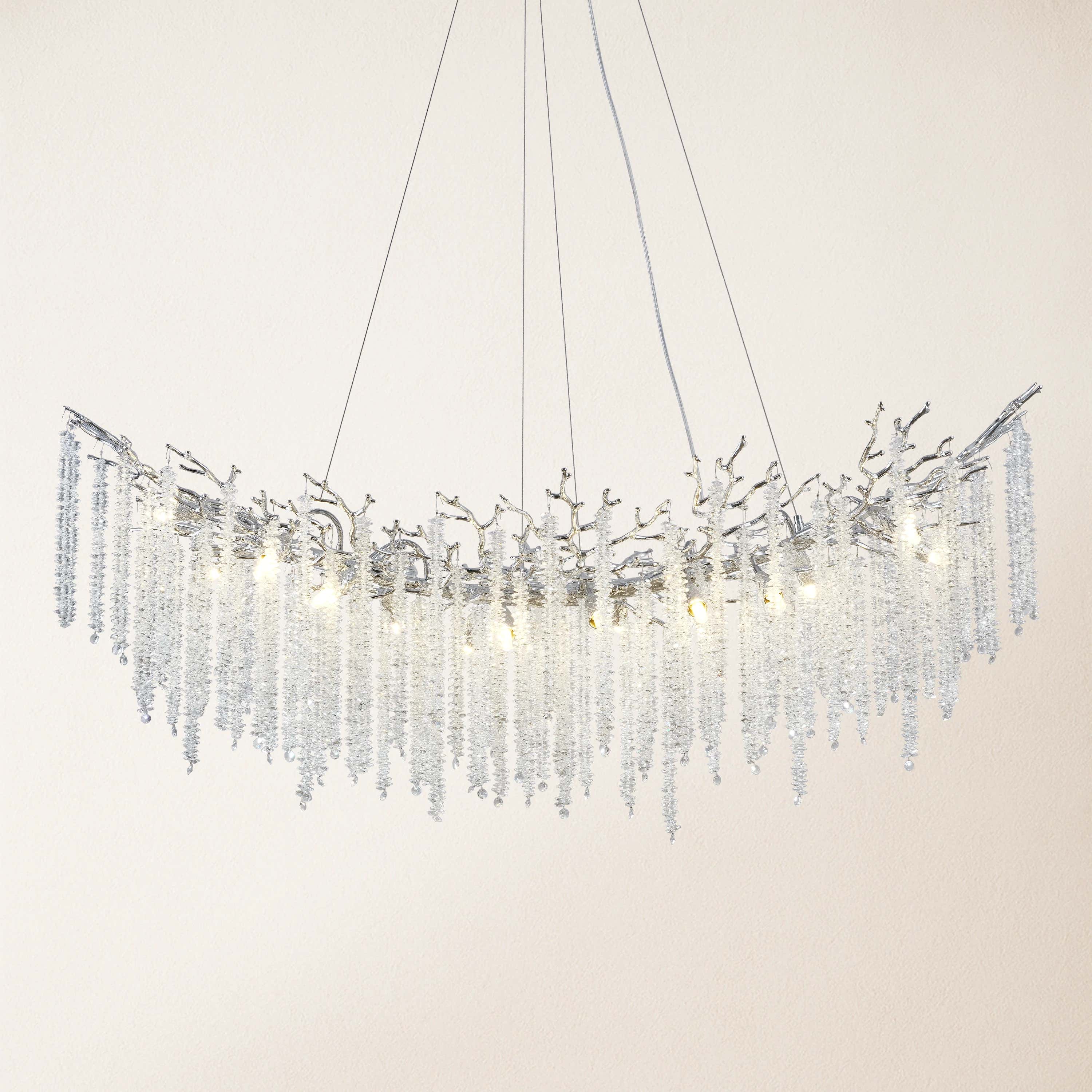 Snow Tree Branches Linear Chandelier 55''L