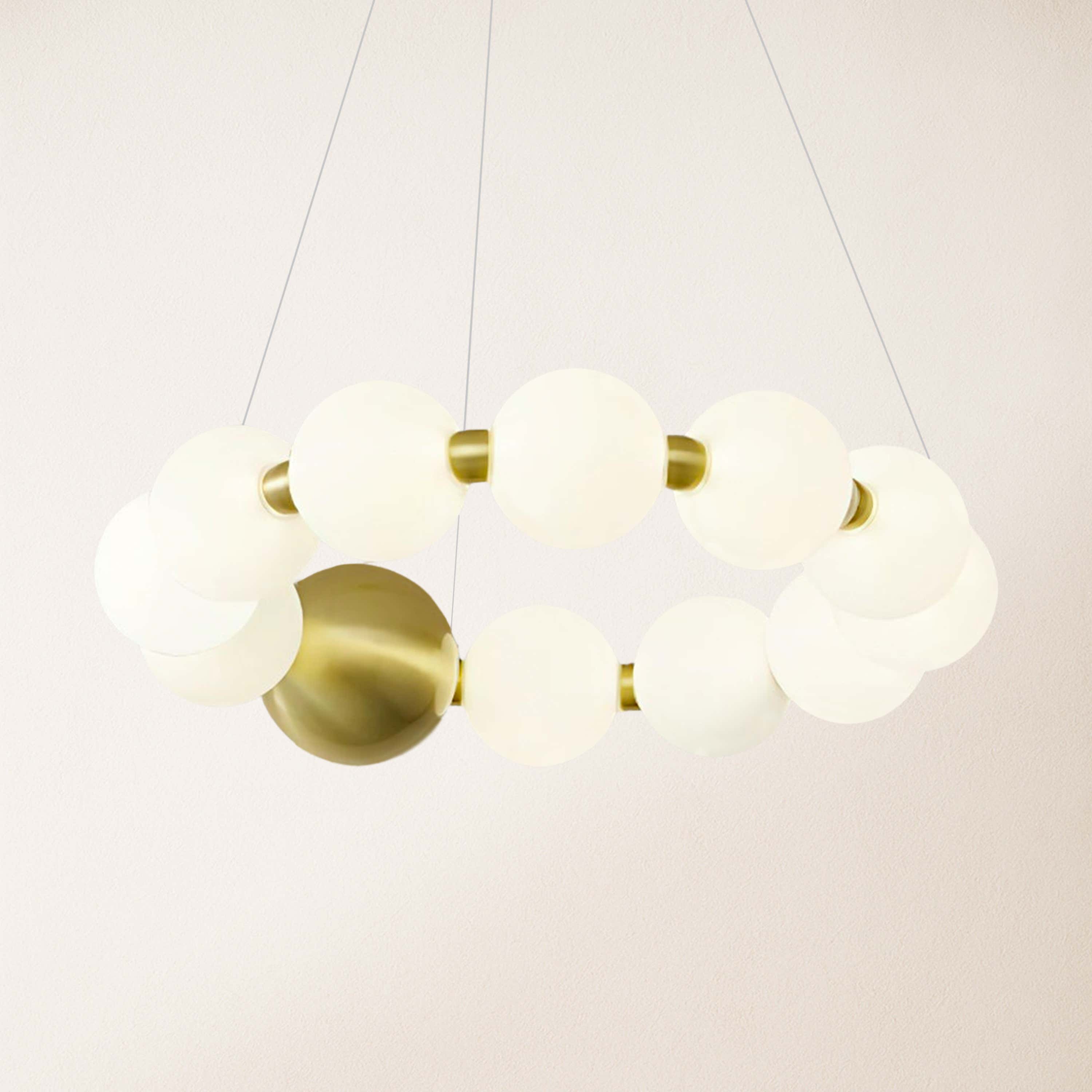Velora Pearl Bead Round Chandelier 16.5"D