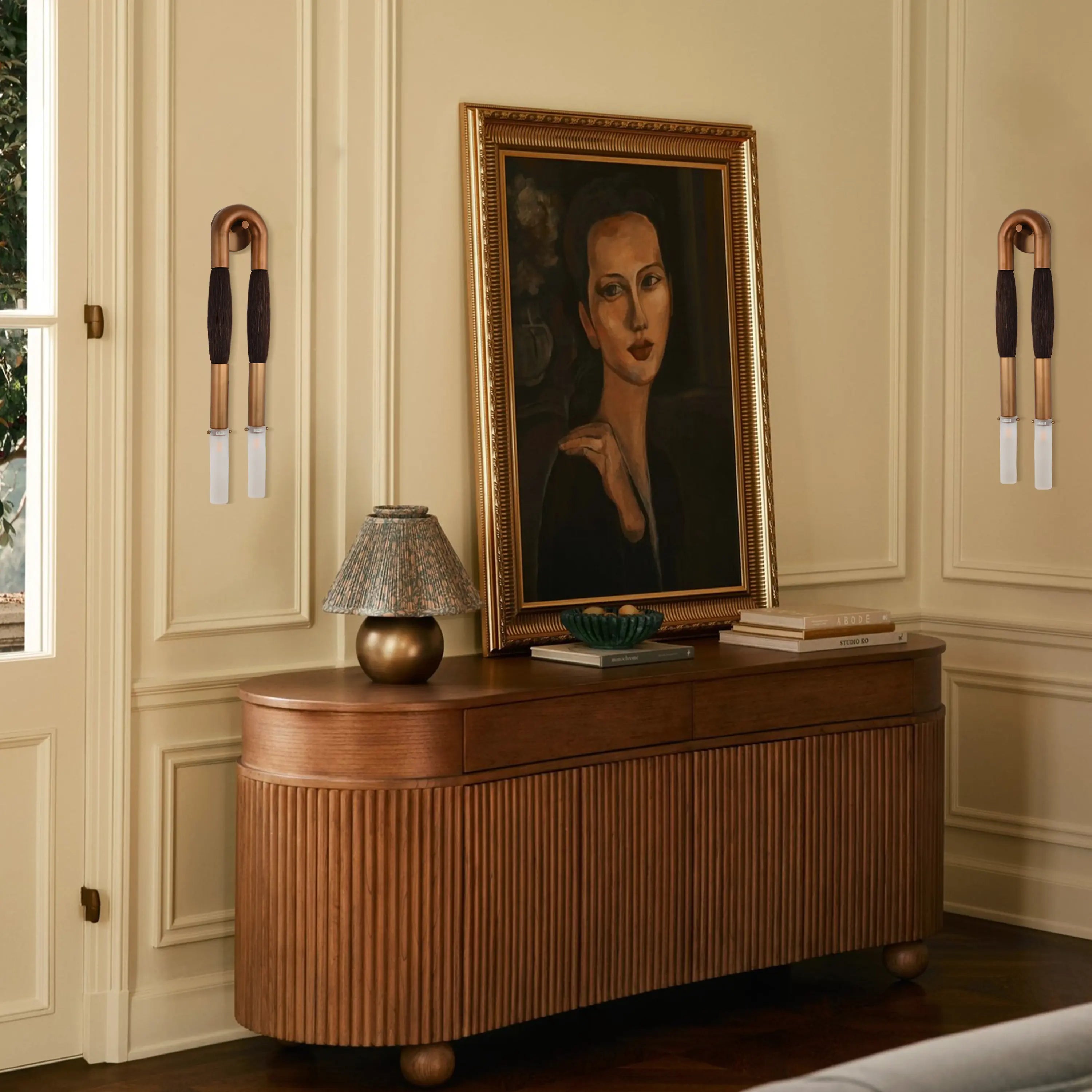 Horsehair Solid Brass Wall Sconce 30''H#Color_Brown