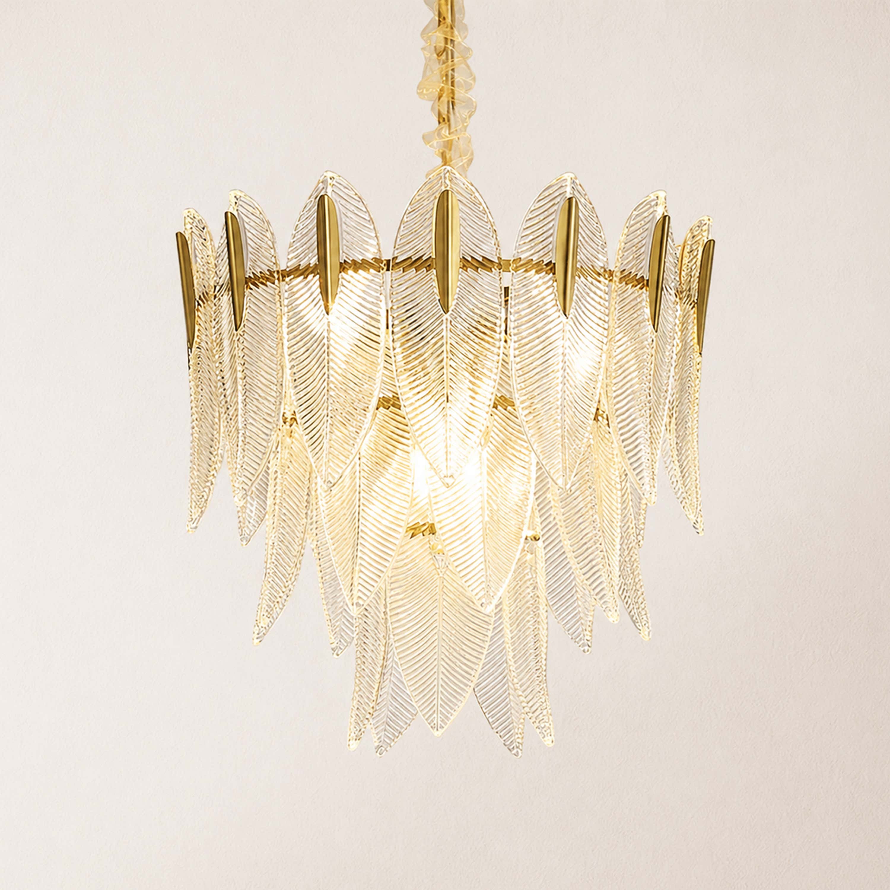 Marilyn Glass Feathers Round Chandelier