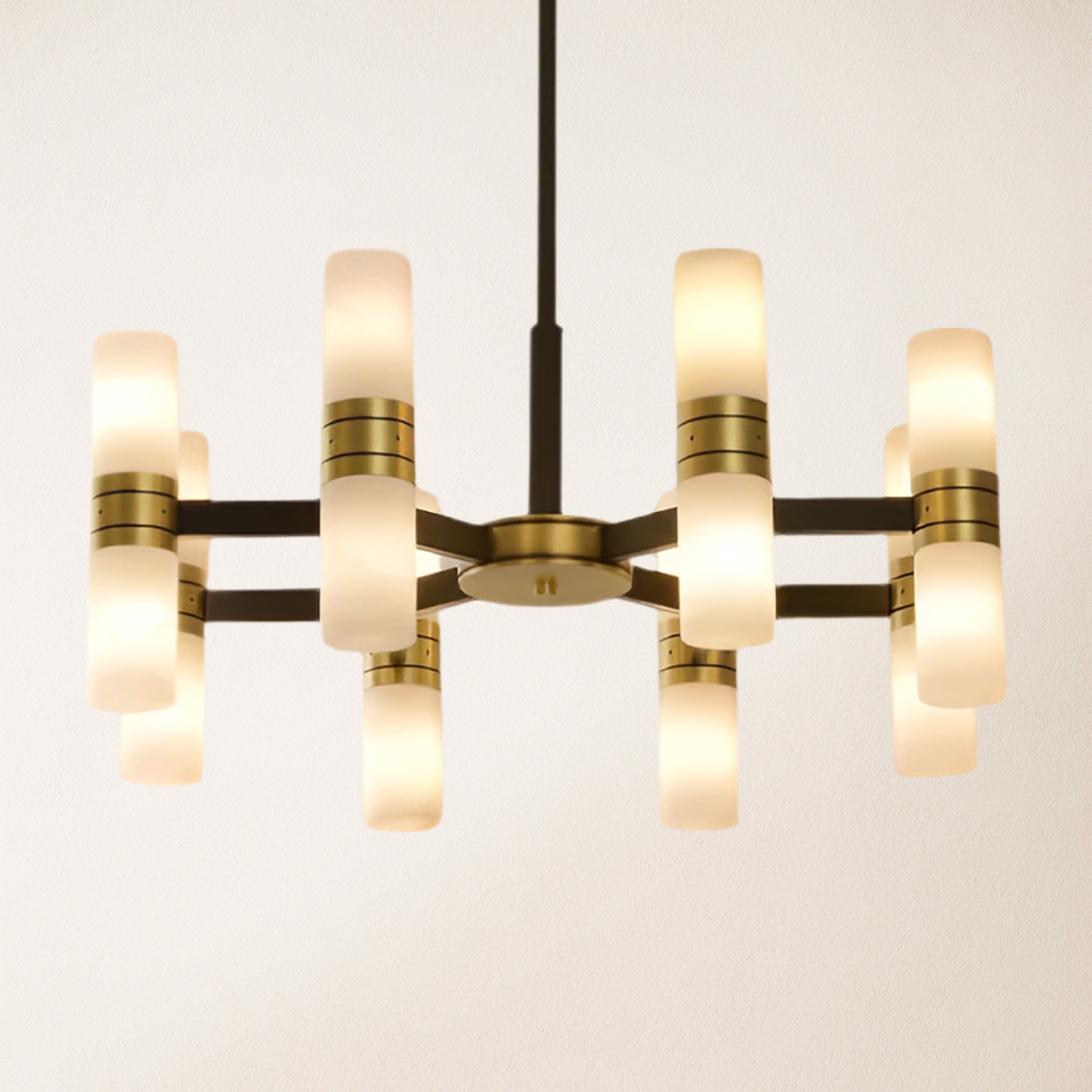 Runder Kronleuchter „Moral“ aus Alabaster, 25 Zoll Durchmesser