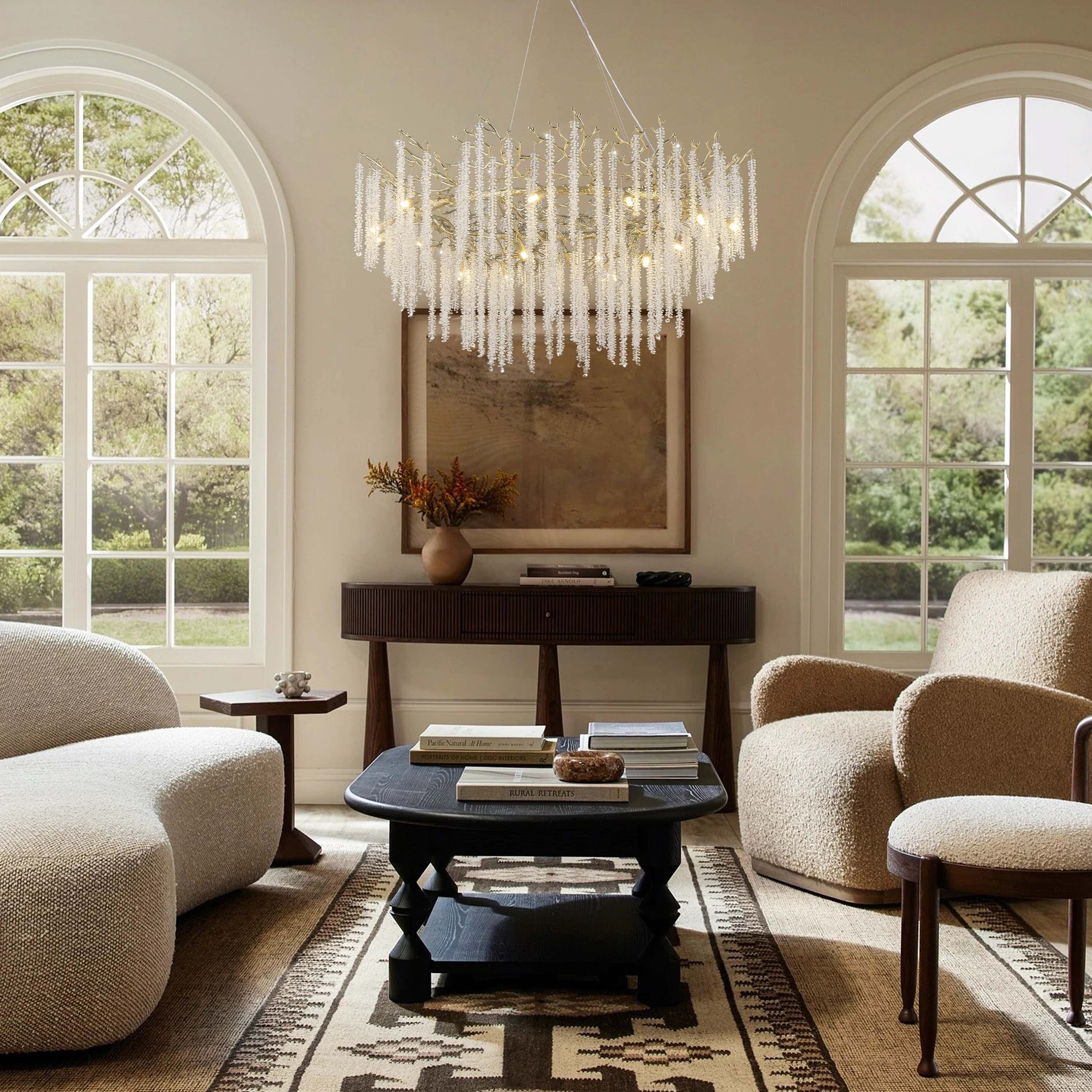 Snow Tree Branch Chandelier 47''D#Finish_Gold