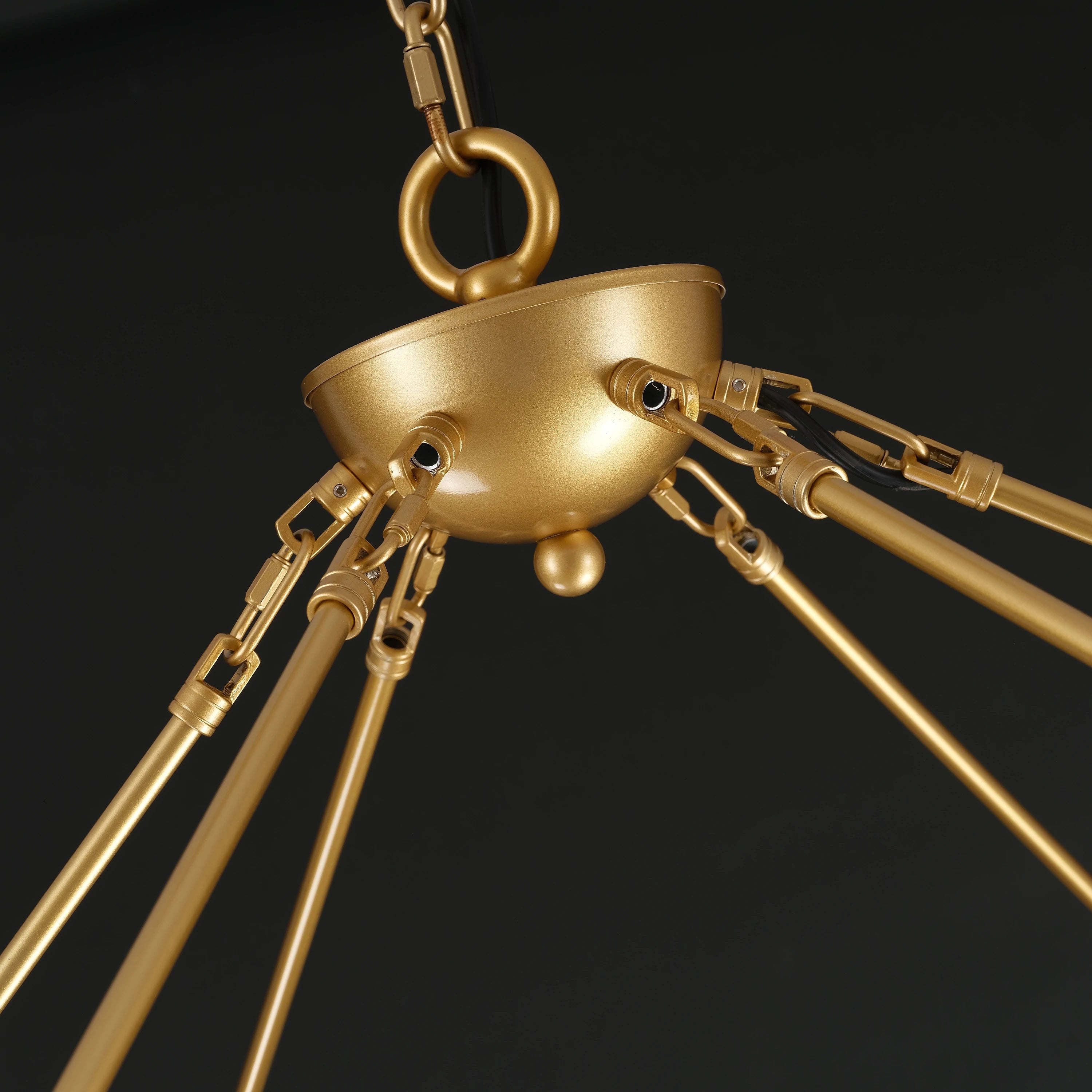 Runder Kronleuchter mit Wagenradkerze, 163 cm