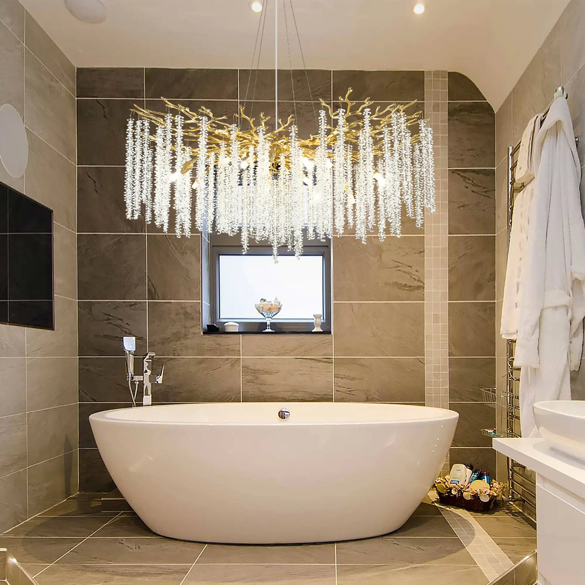 Snow Tree Branch Crystal Chandelier 40"D#Finish_Gold