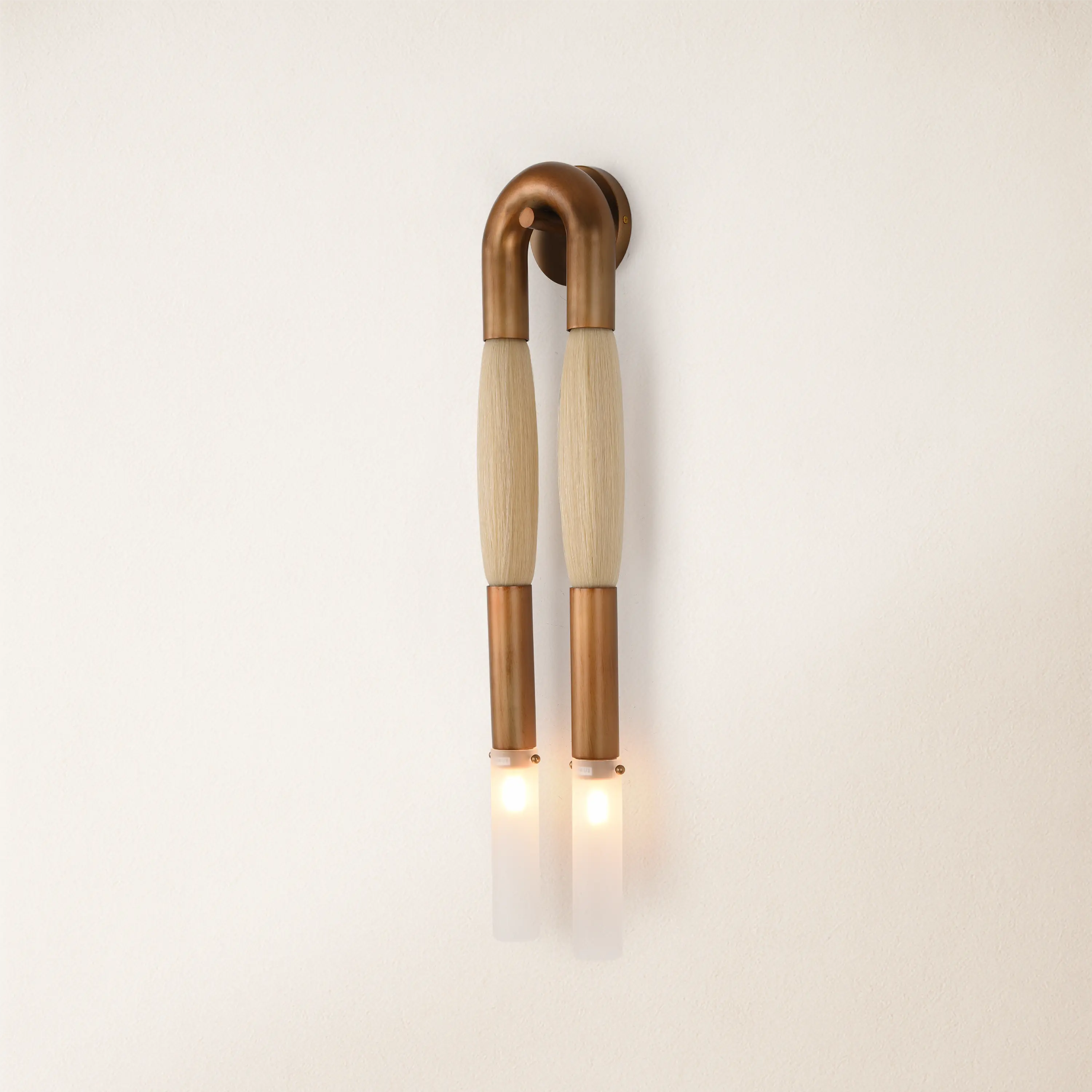 Horsehair Solid Brass Wall Sconce 30''H#Color_Off-White