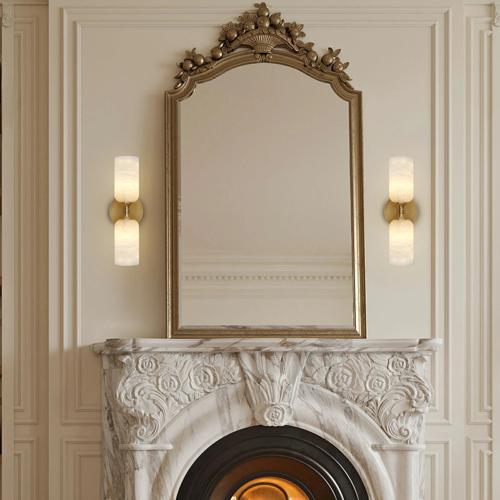 Axis Alabaster Wall Sconce 14"H#Finish_Gold