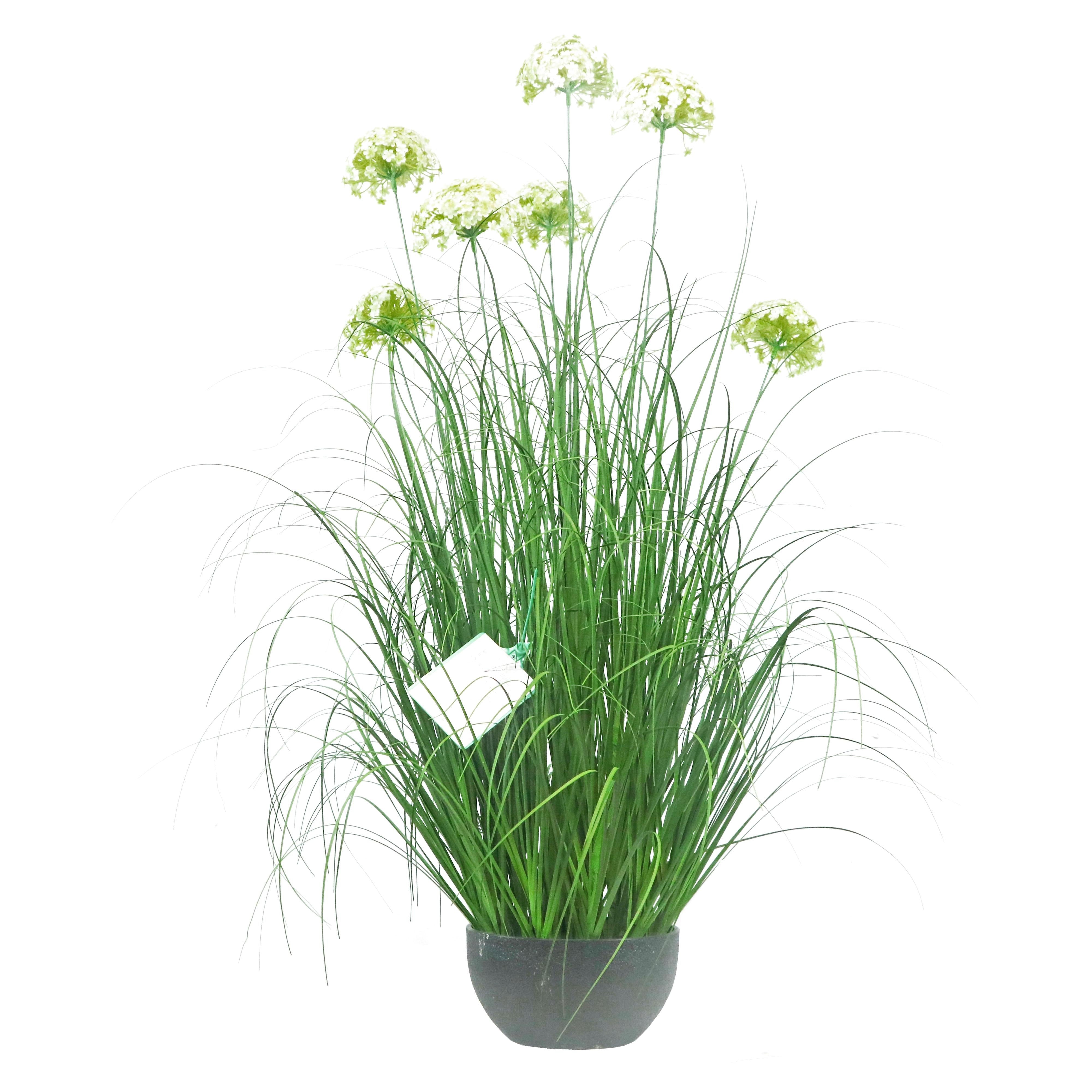 Artificial 7-Head Hydrangea with Curved Onion Grass Bonsai 43"H