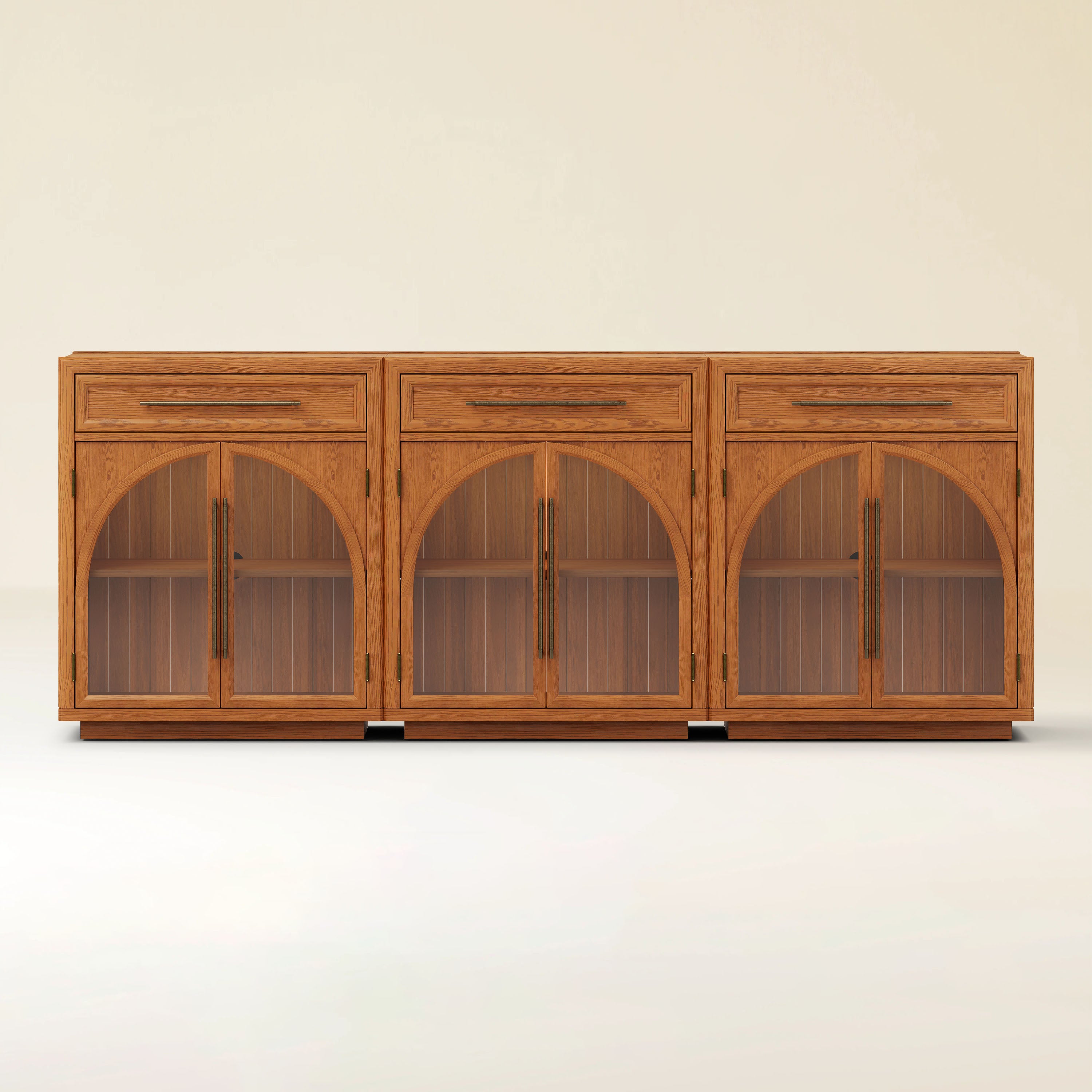 Alvar gewölbtes 96" Sideboard aus Eiche mit Schubladen (3er-Set)