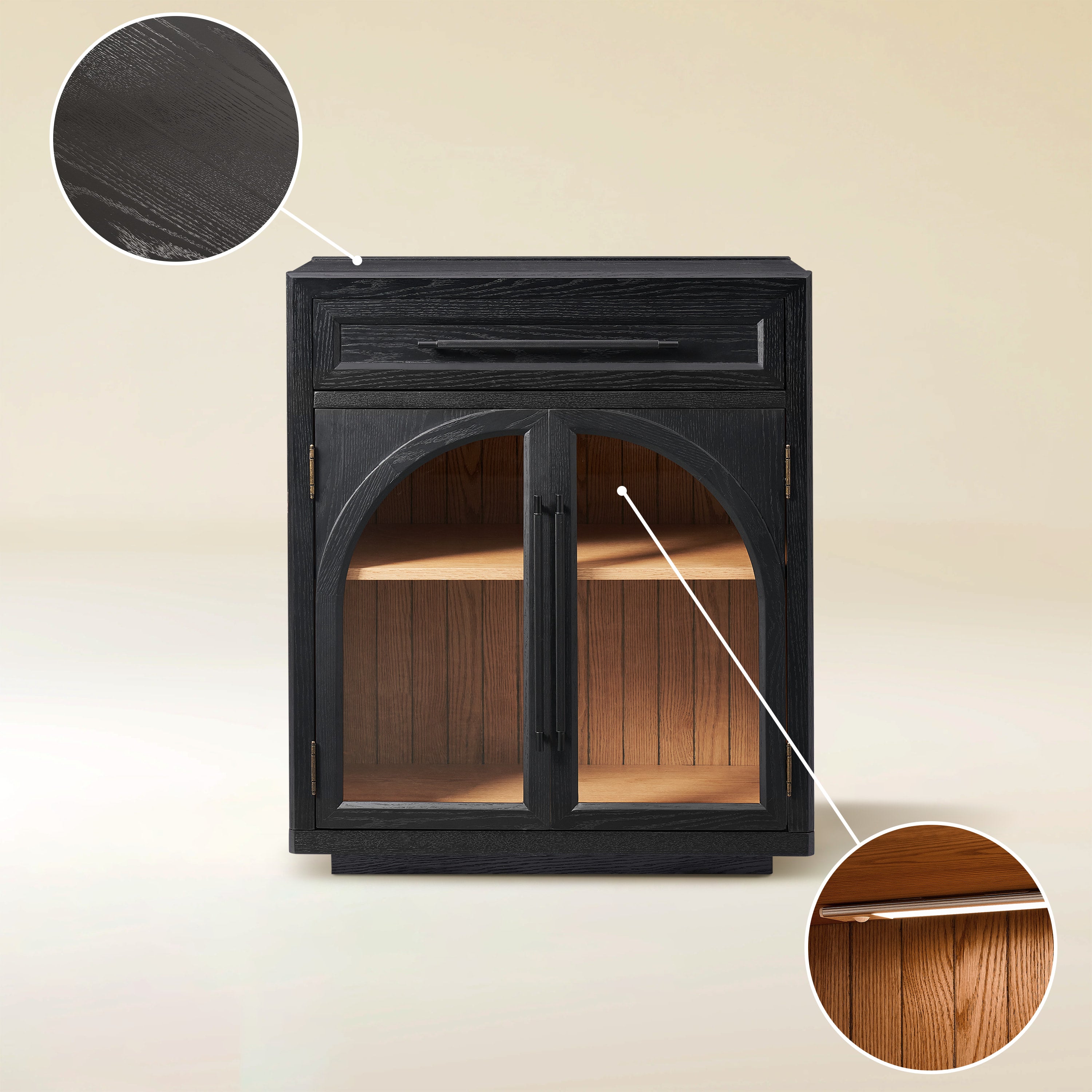 Alvar gewölbtes 96" Sideboard aus Eiche mit Schubladen (3er-Set)