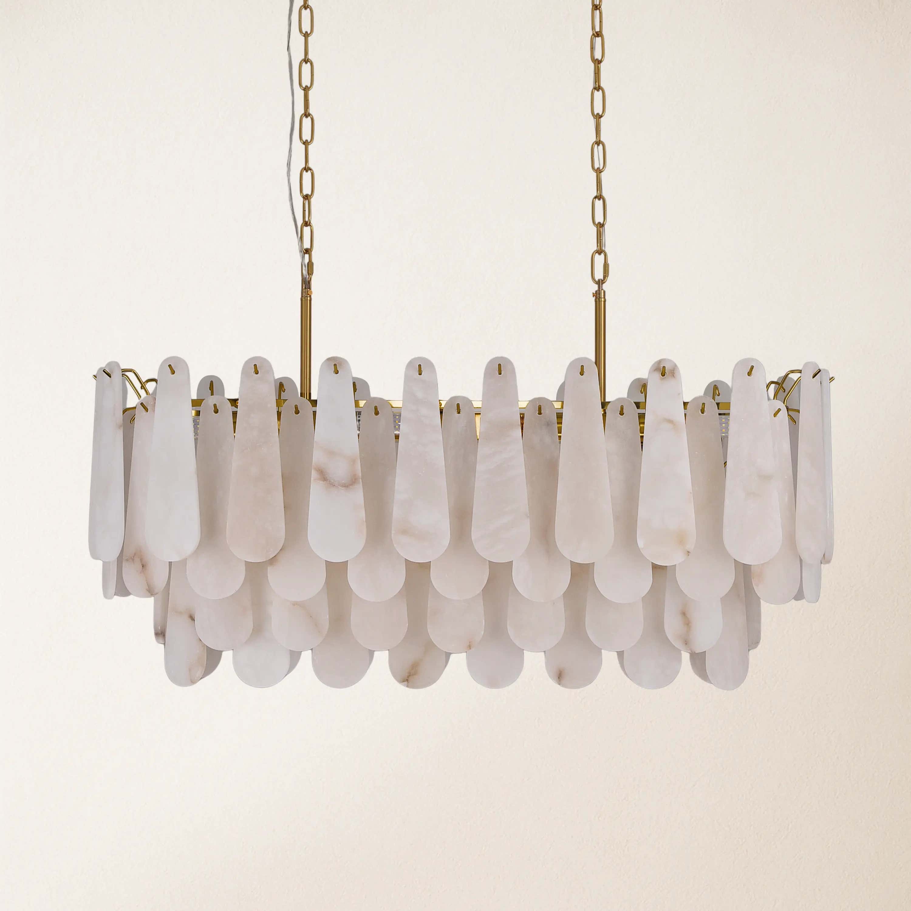 Caldera Alabaster Rectangular Chandelier 40"