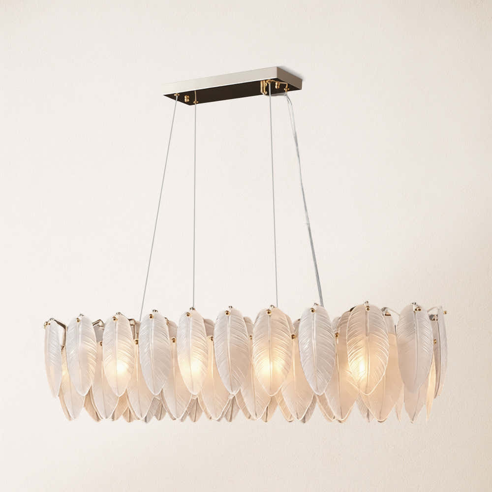 Avelis Glass Feather Linear Chandelier 40"W
