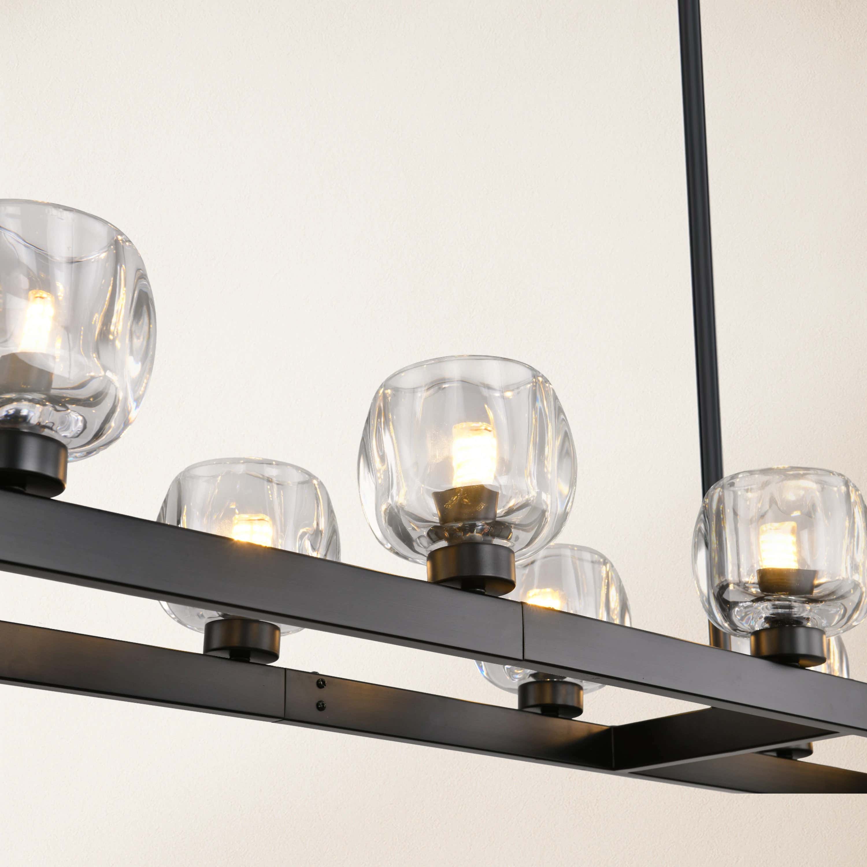 Vellum Rectangular Chandelier 68"W#Finish_Black