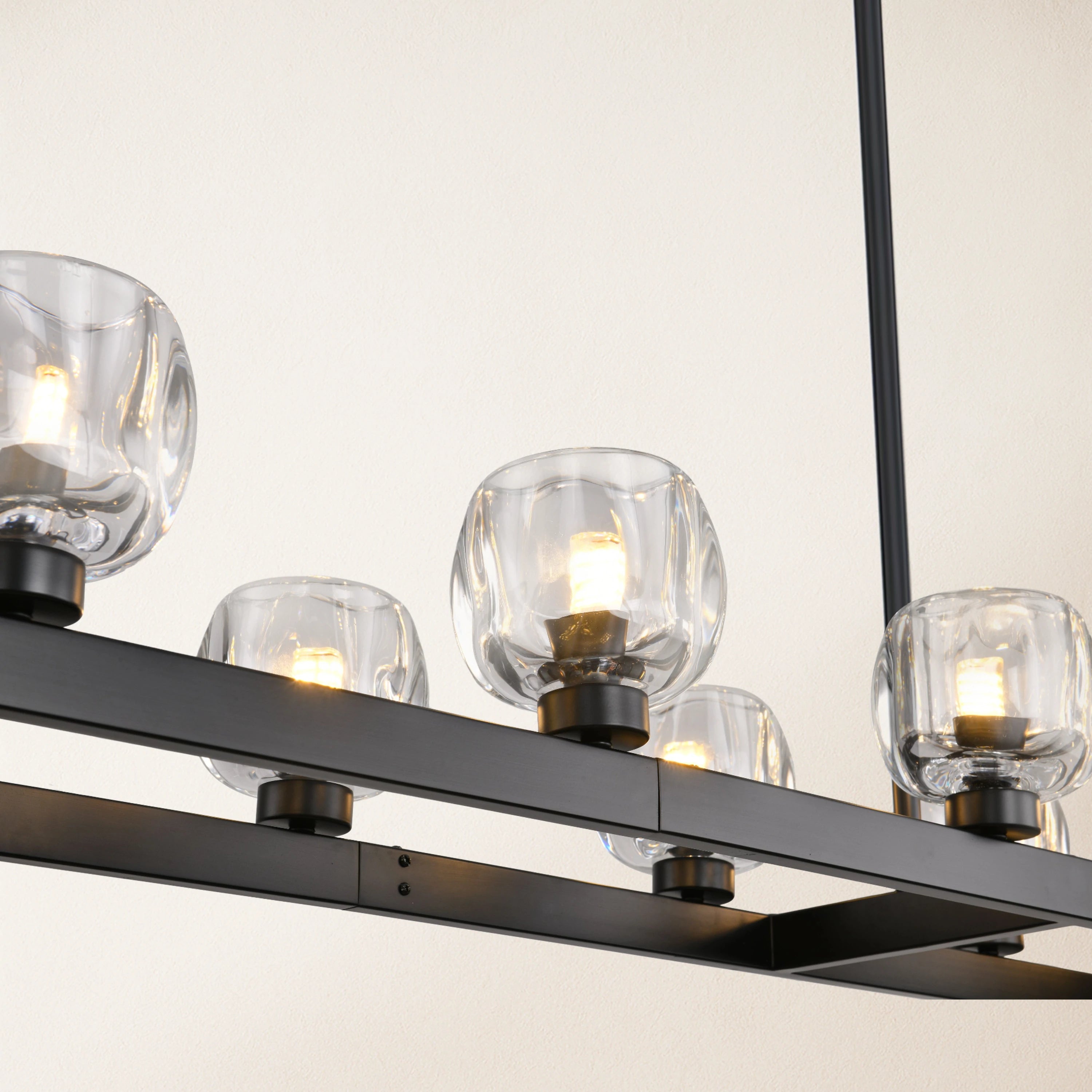 Vellum Rectangular Chandelier 68"W#Finish_Black