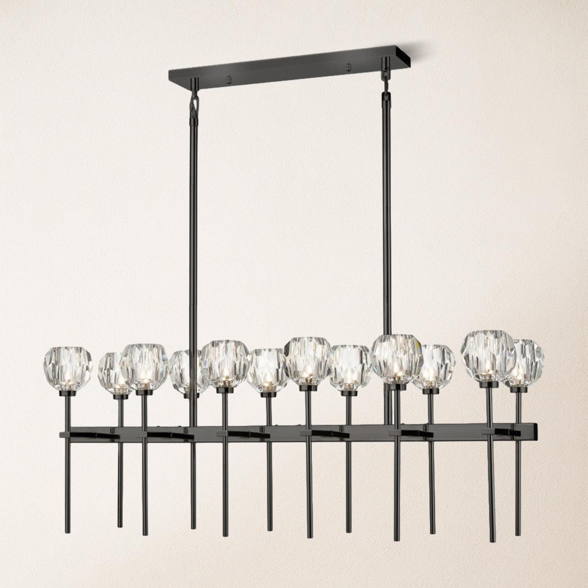 Parisian Crystal Double Linear Chandelier 48"L