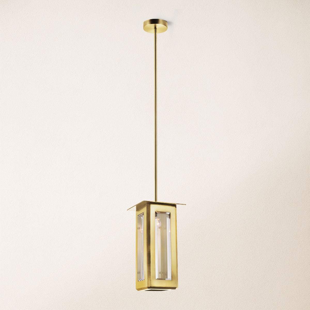 Baluster Rectangle Glass Pendant 7"W#Finish_Gold