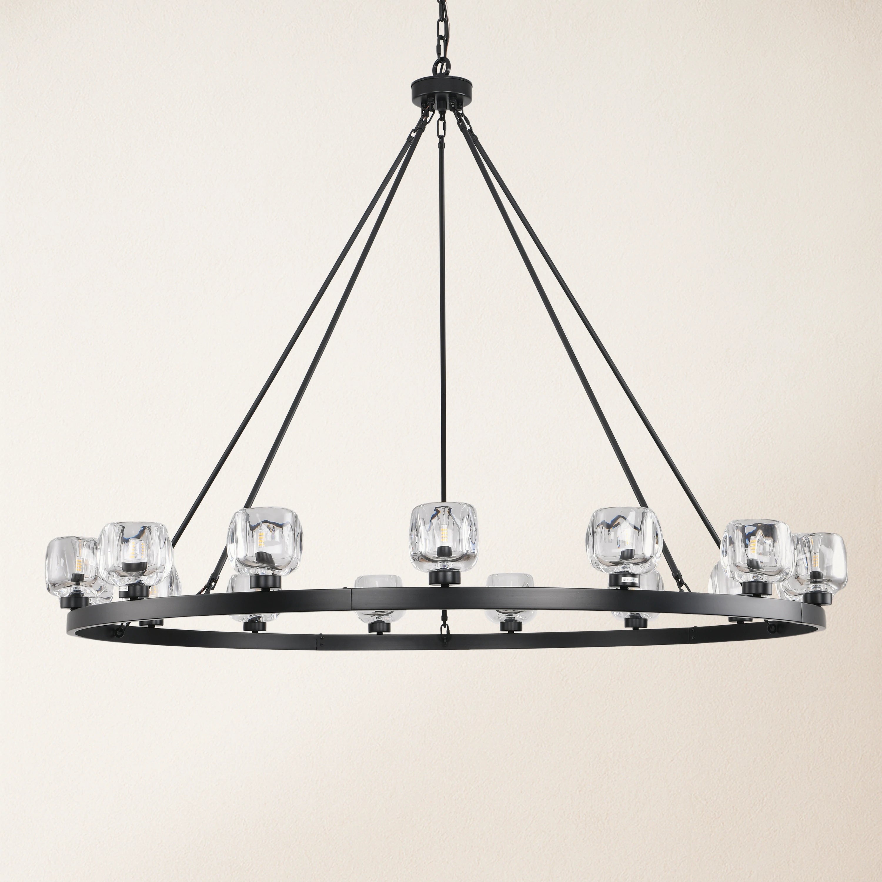 Vellum Crystal Round Chandelier 59"D#Finish_Black