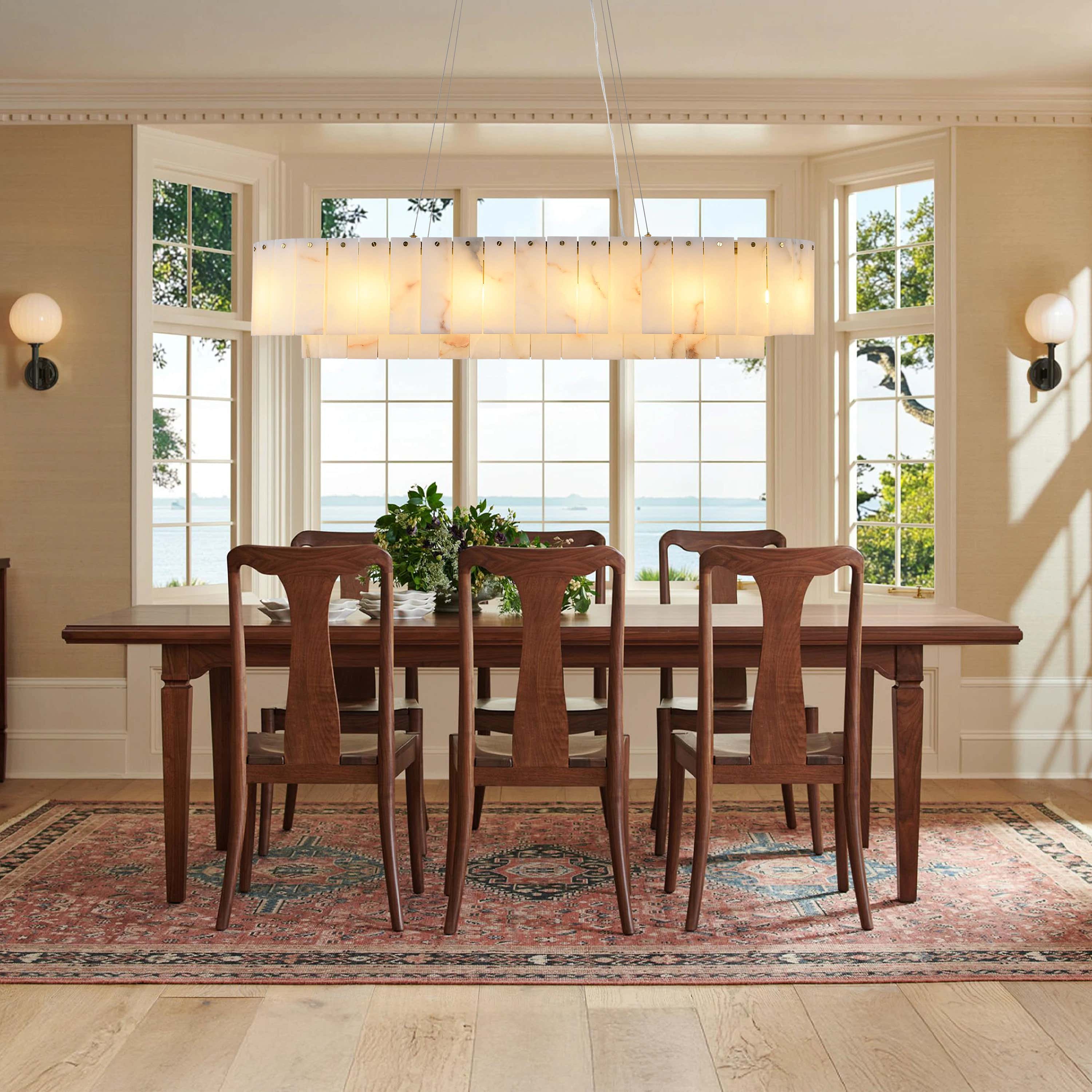 Sawyer Alabaster Oval Chandelier 40"#Finish_Gold