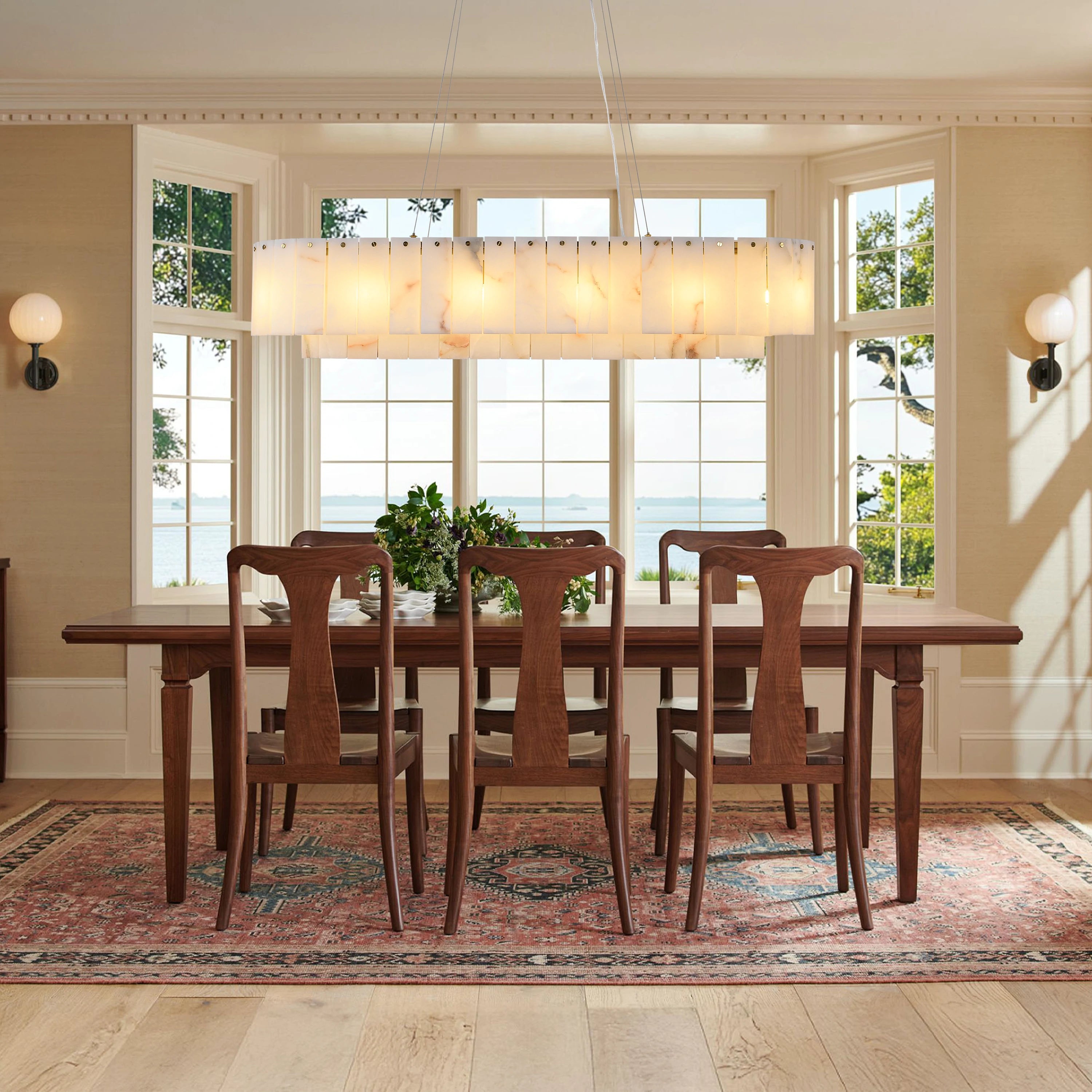 Ovaler Kronleuchter Sawyer Alabaster, 40 Zoll