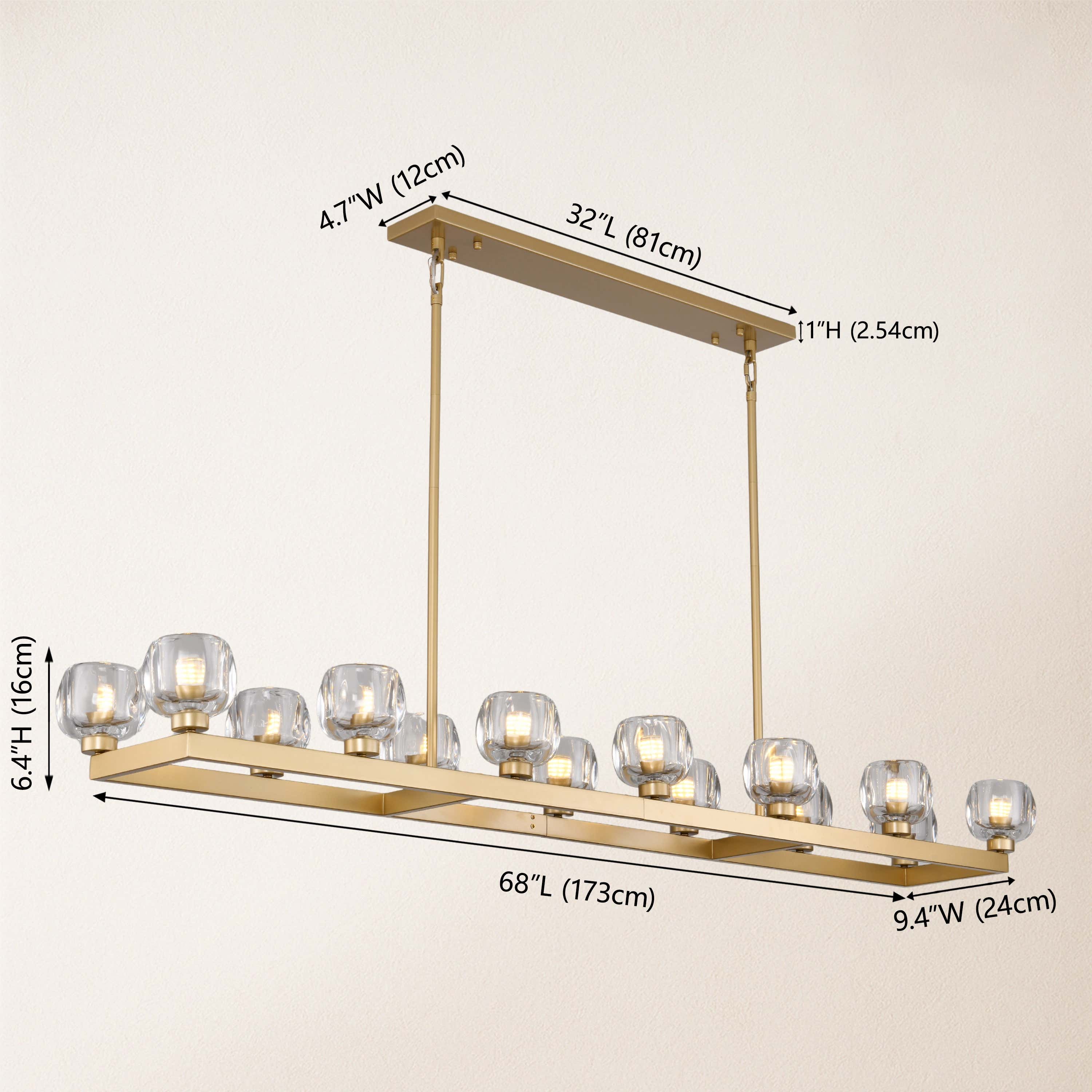 Vellum Rectangular Chandelier 68"W