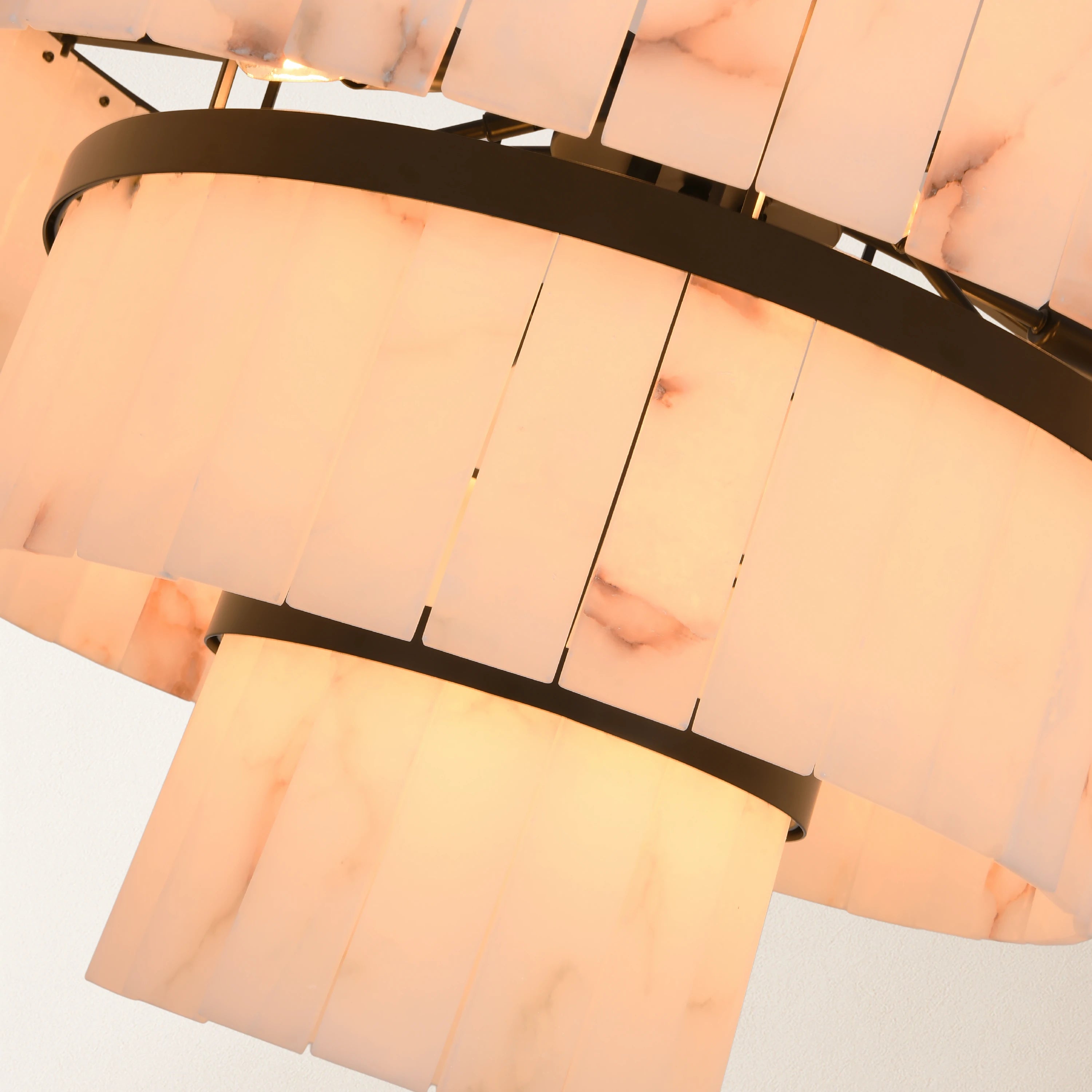 Solmare Alabaster Round Chandelier 34"#Finish_Black