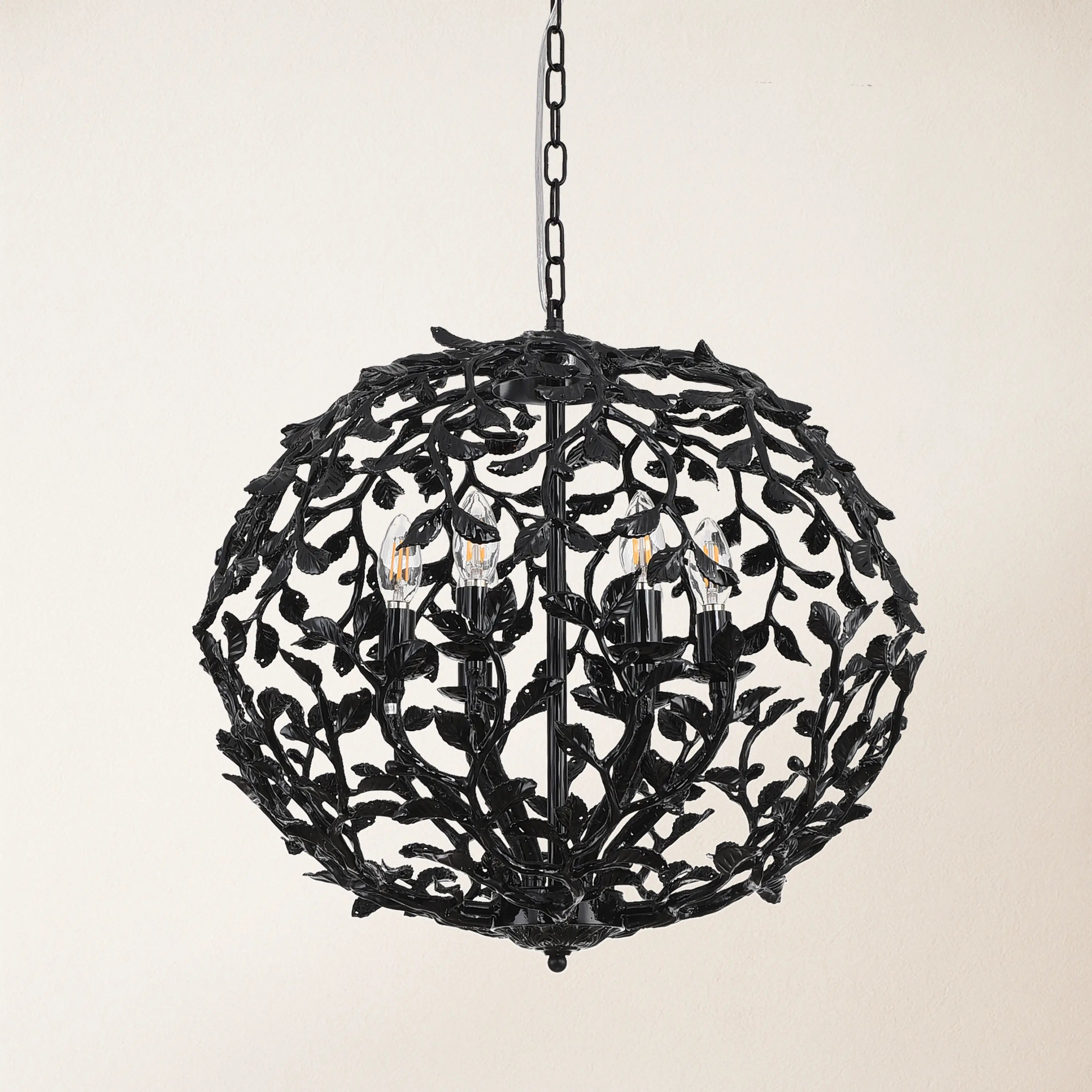 Elara Black Spherical Cage Chandelier 22"D