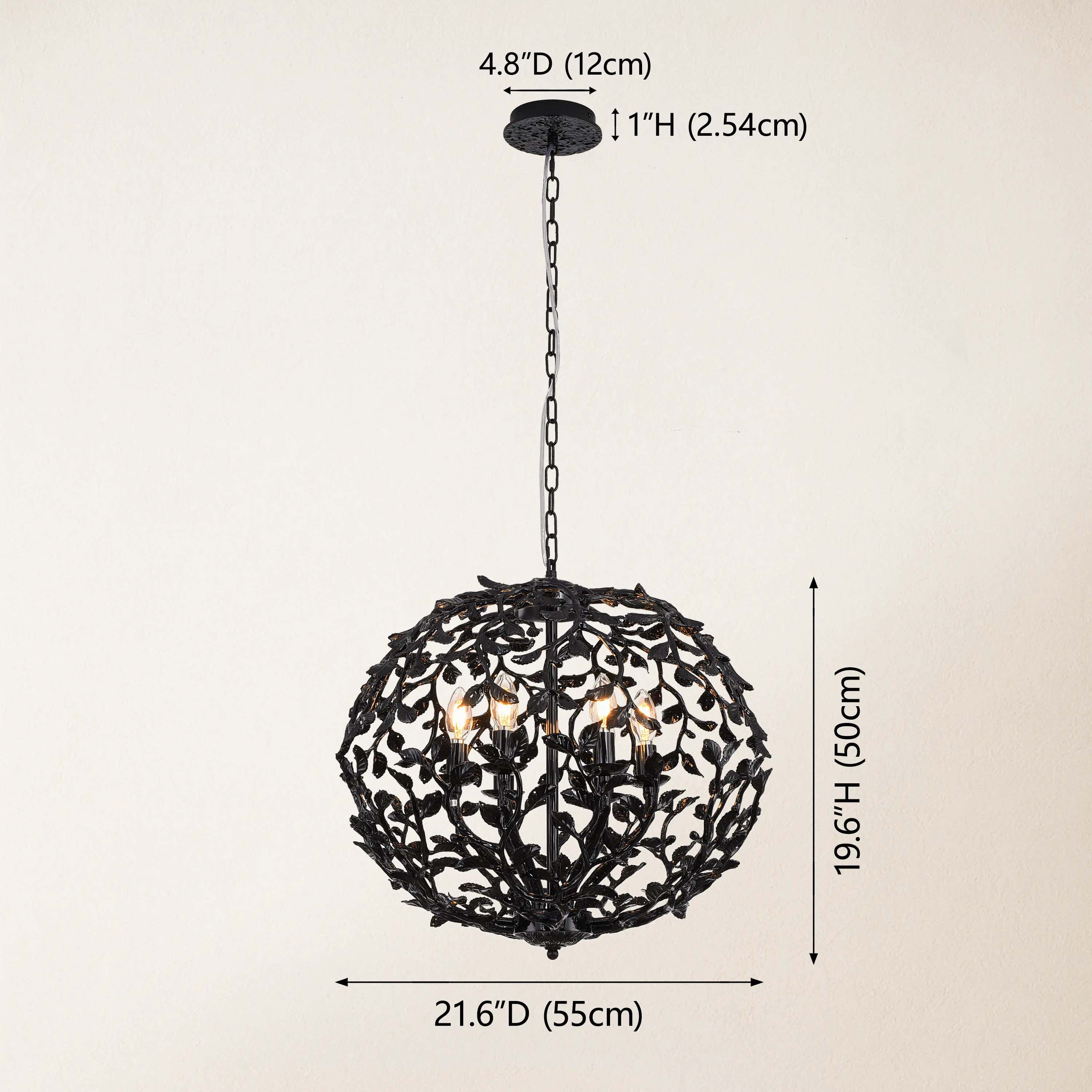 Elara Black Spherical Cage Chandelier 22"D