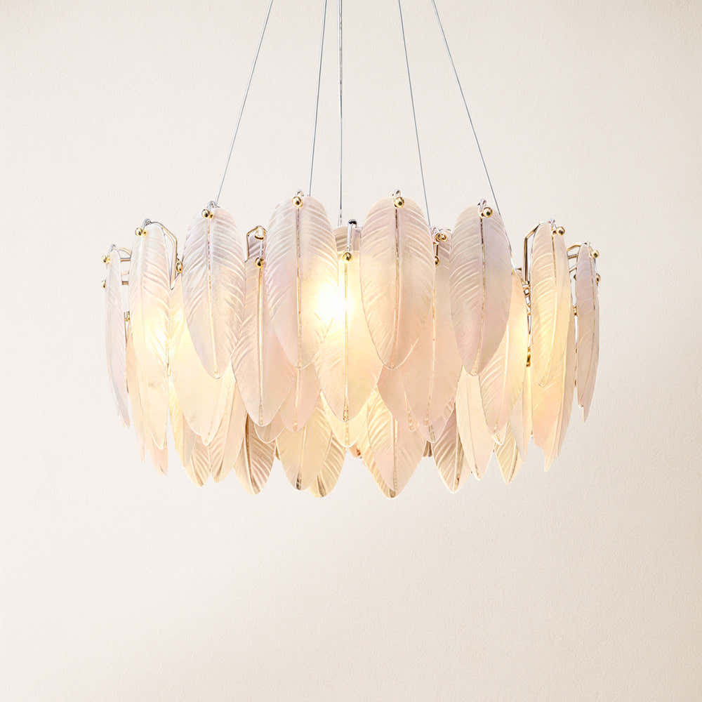Avelis Glass Feather Round Chandelier 31.5"D