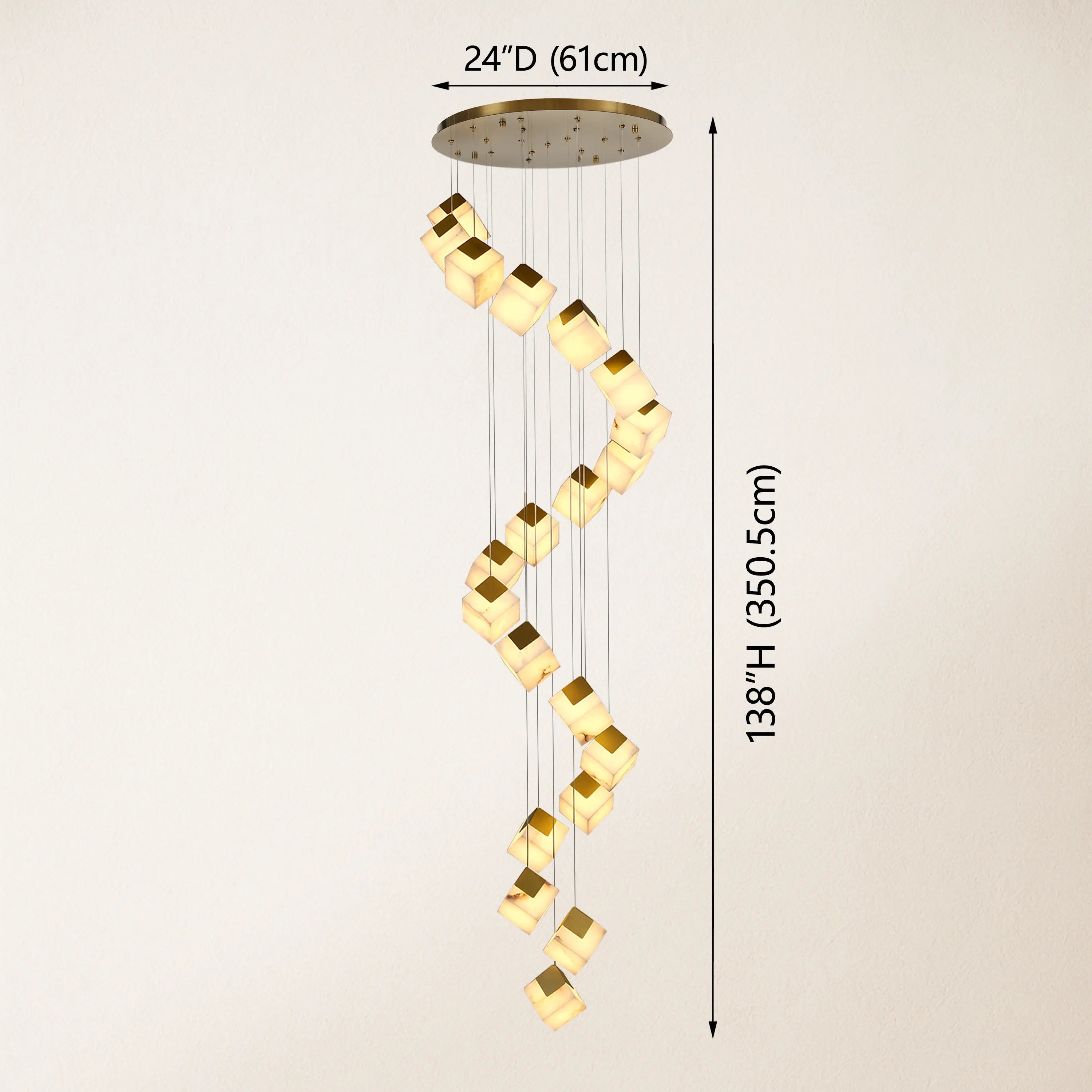 Dave Alabaster High Ceiling Staircase Chandelier 24"D