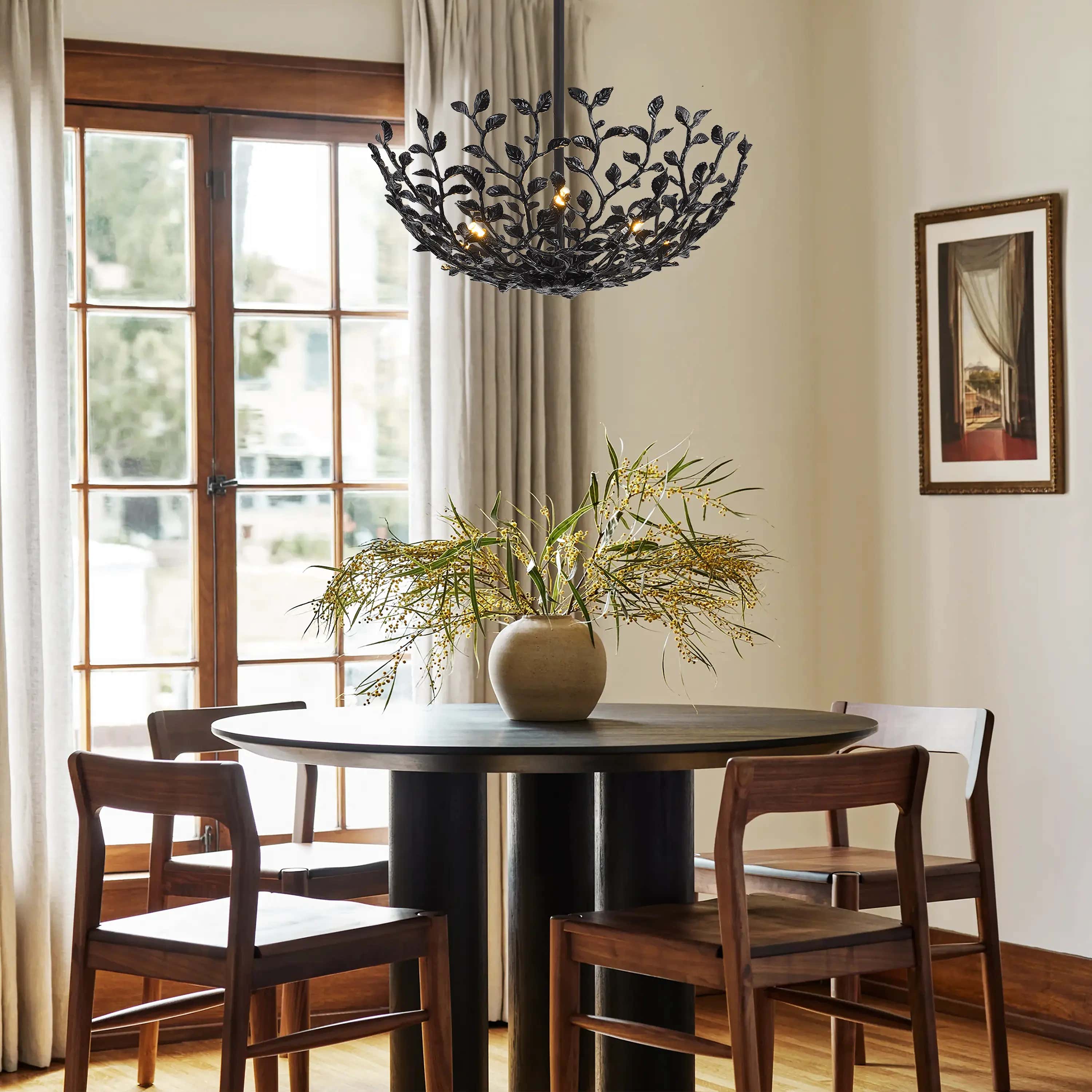 Elara Black Tree Branch Semi Flush Mount Chandelier 26"D