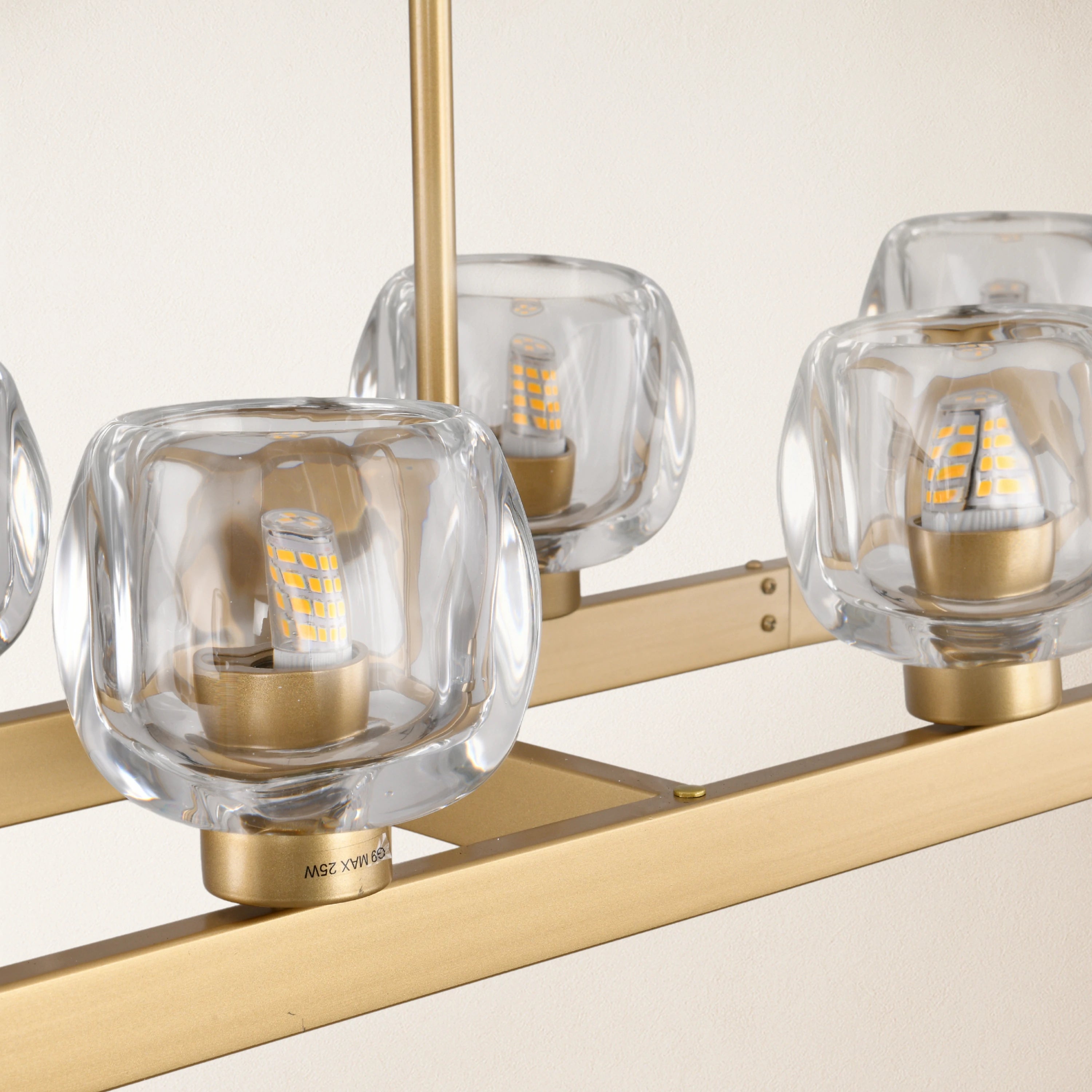 Vellum Rectangular Chandelier 59"W#Finish_Gold