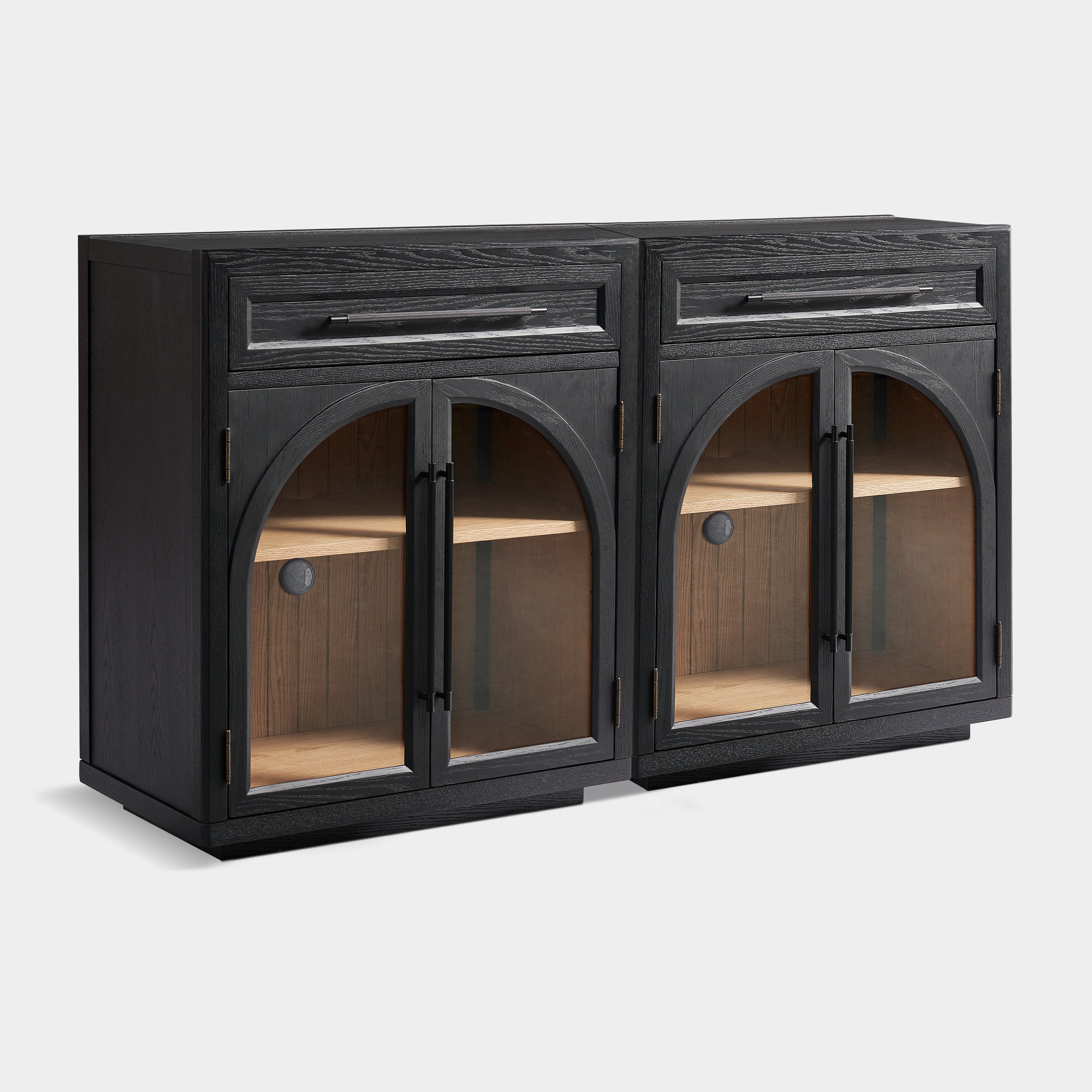 Alvar gewölbtes 64" Sideboard aus Eiche mit Schubladen (2er-Set)