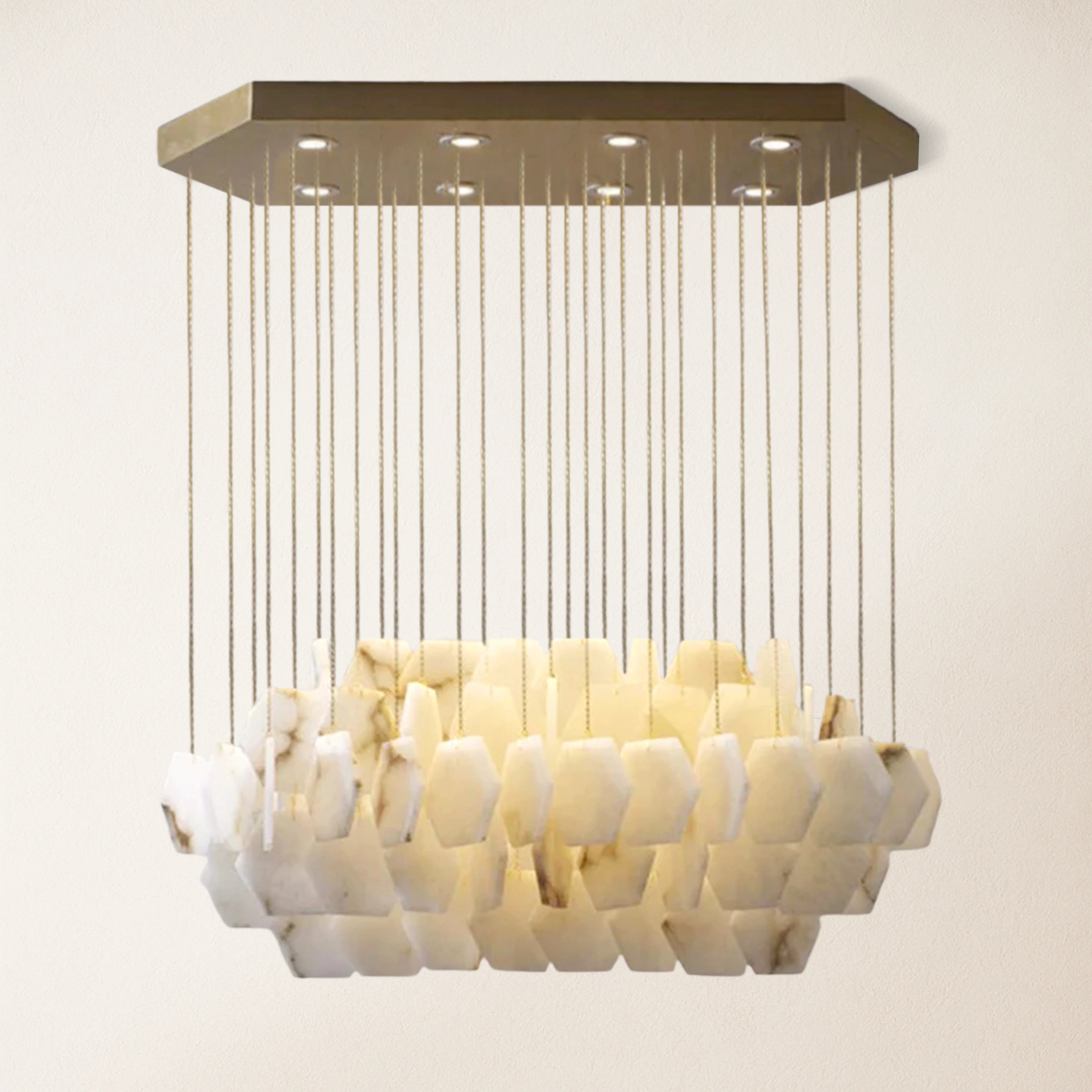 Talan Natural Alabaster Modern Chandelier 32''W#Finish_Gold