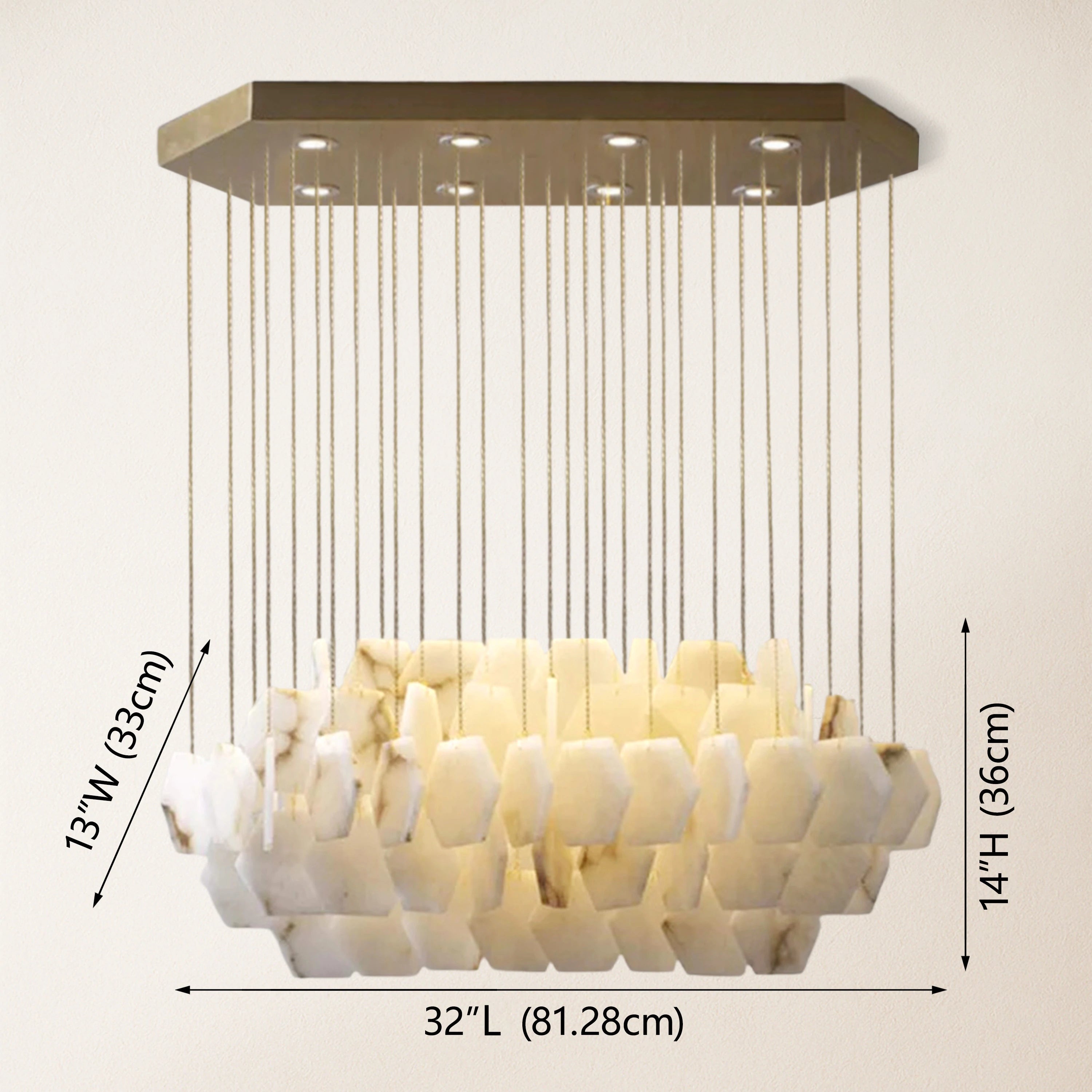Talan Natural Alabaster Modern Chandelier 32''W#Finish_Gold