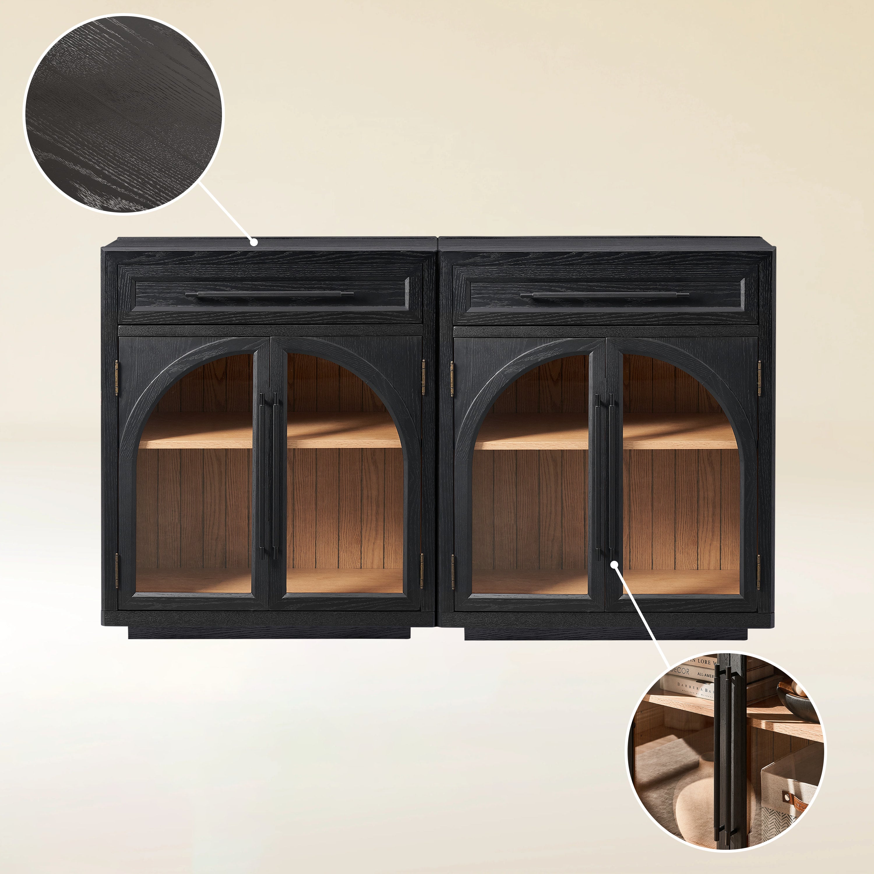 Alvar gewölbtes 64" Sideboard aus Eiche mit Schubladen (2er-Set)