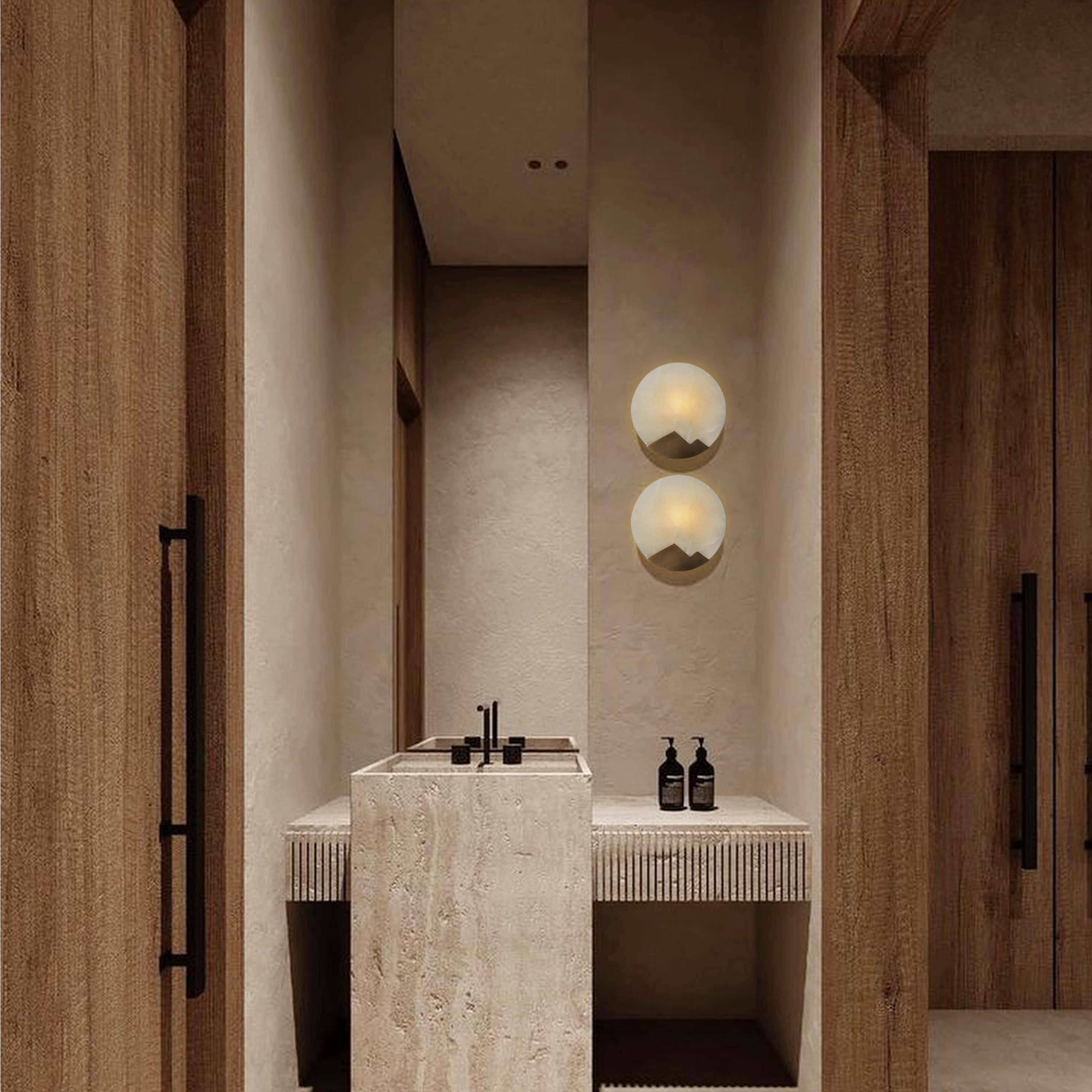 Egwent Alabaster Messing Wandleuchte 7,9"D