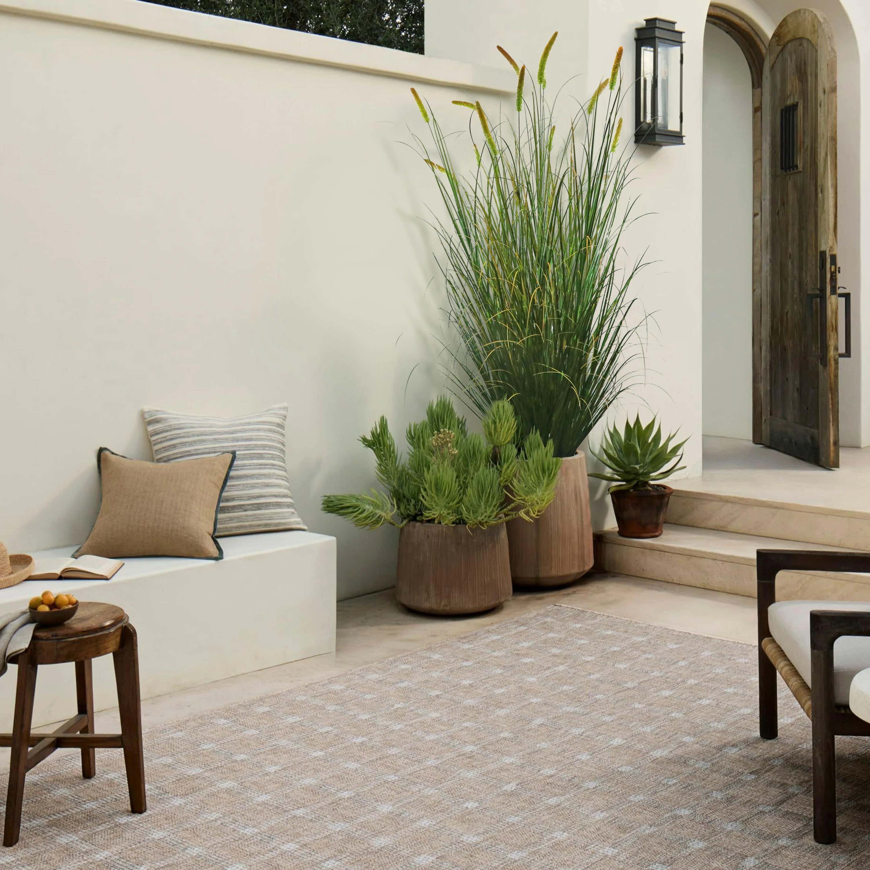 Künstlicher 14-köpfiger langer Katzenschwanz mit gebogenem Zwiebelgras-Bonsai, 9,4" H