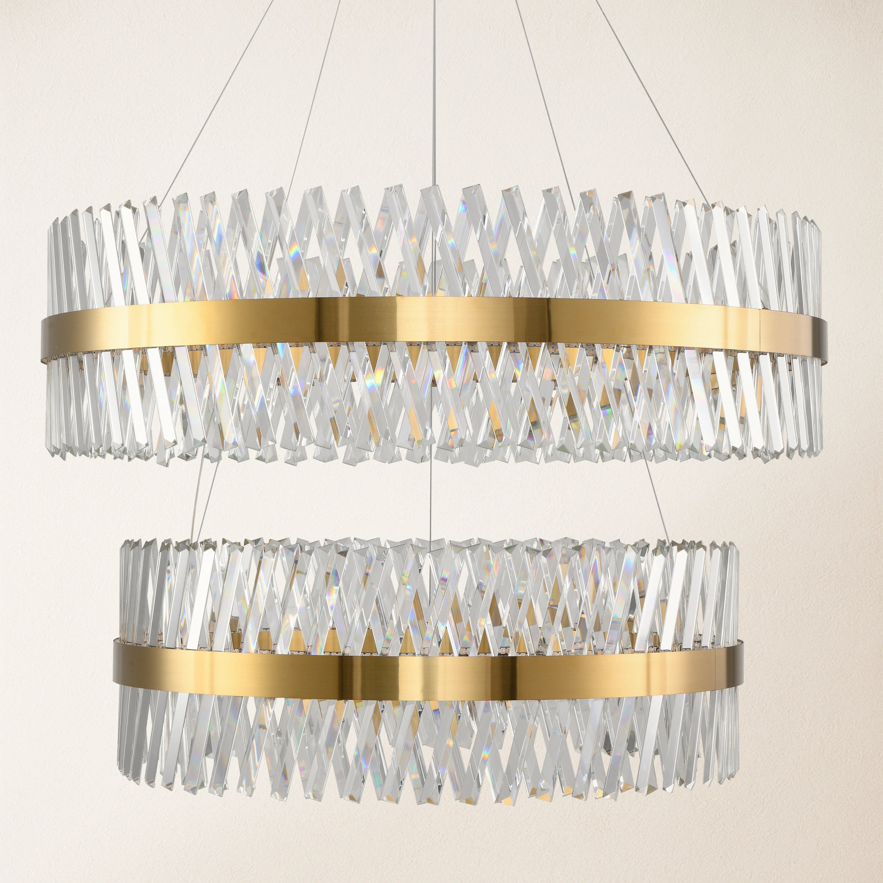 Vetro Prism Crystal 2-stufiger runder Kronleuchter 40"D+31,5"D