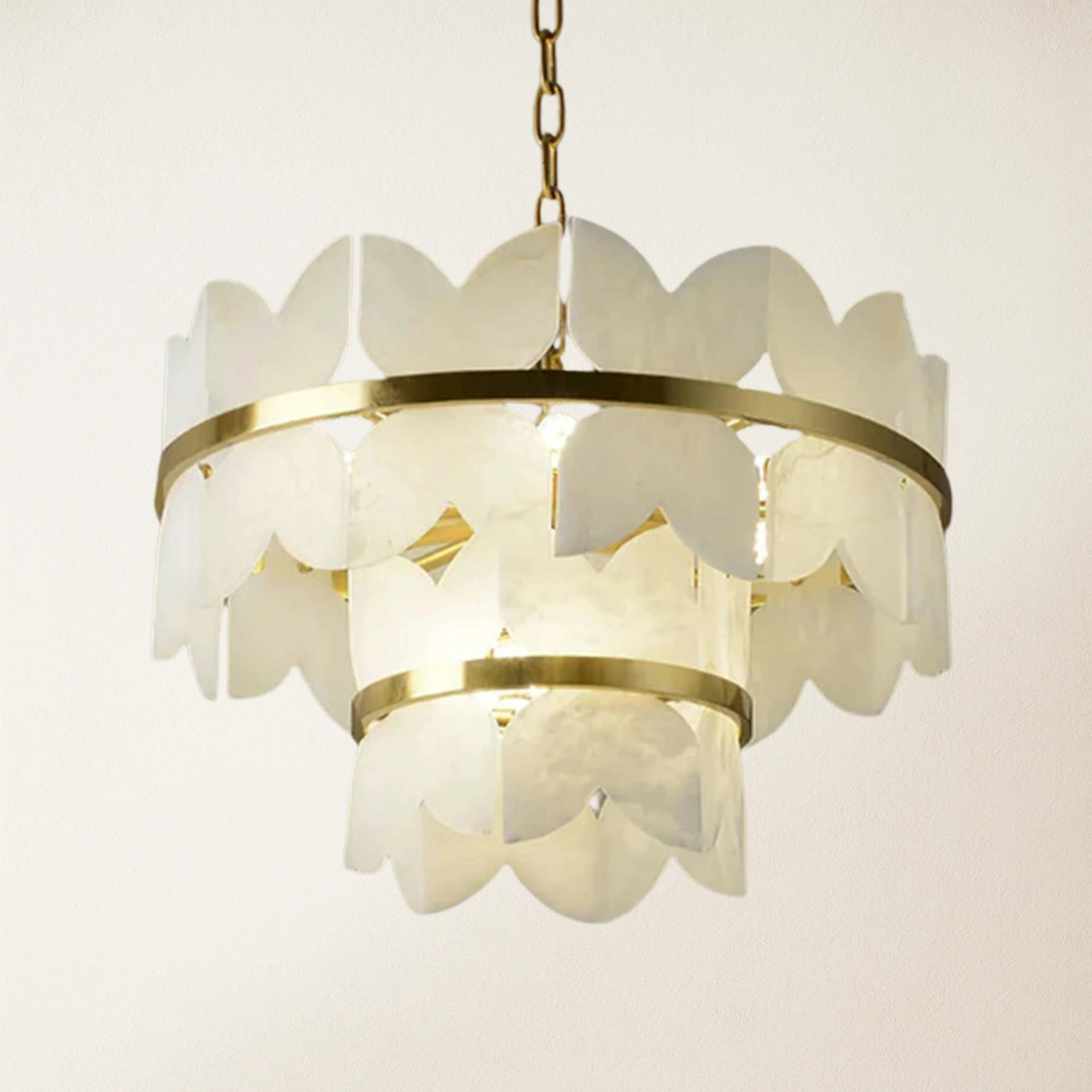 Cloudscape Alabaster Brass 2-Layer Chandelier 22"D