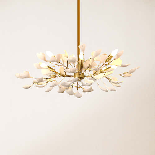 Twilight Branches Ceramic Ginkgo Chandelier 25.6'' D