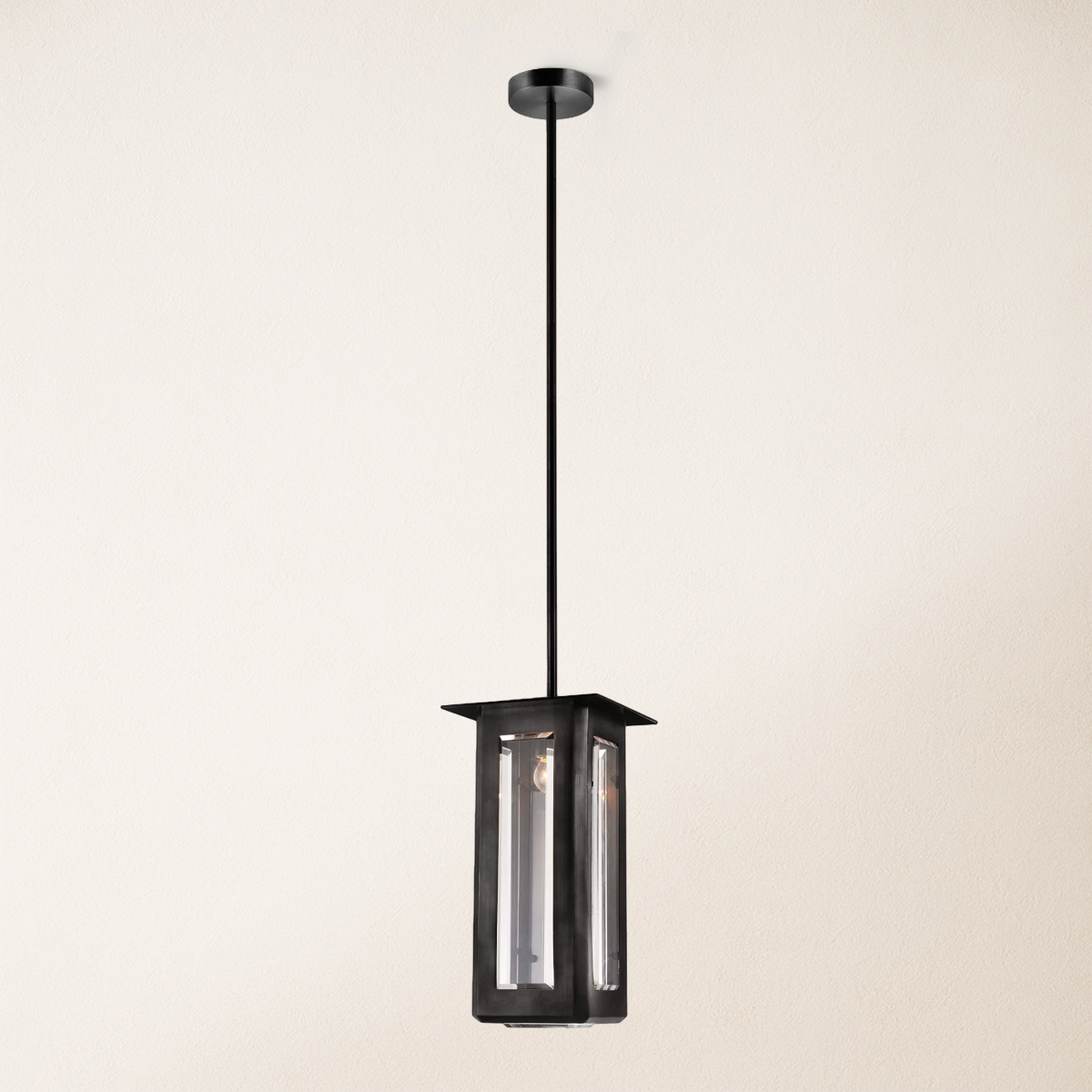 Baluster Rectangle Glass Pendant 7"W#Finish_Black